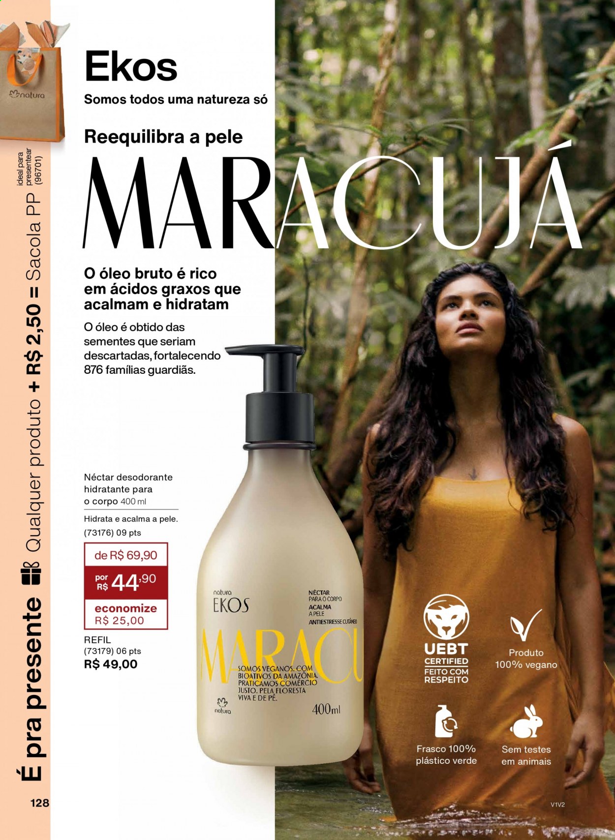 thumbnail - Folheto Natura - Produtos em promoção - desodorante, antitranspirante. Página 128.