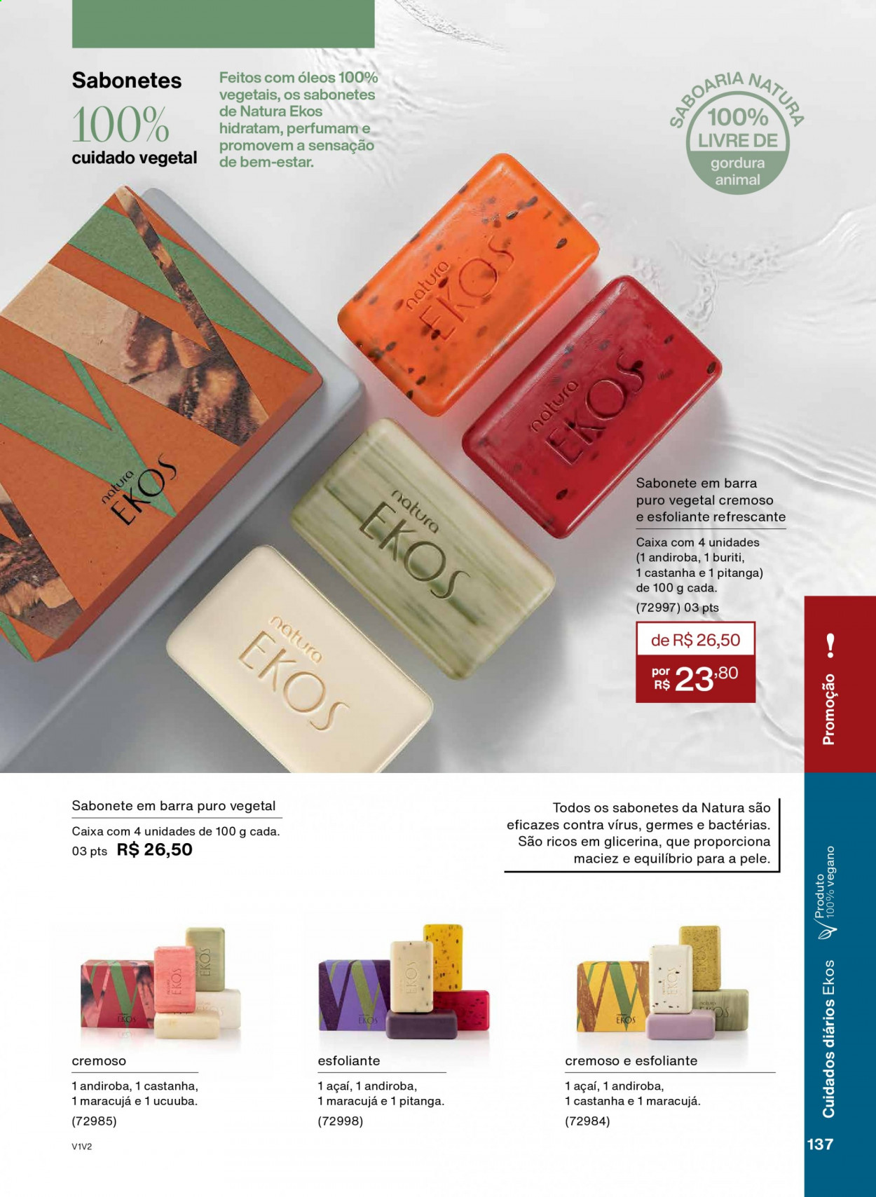 thumbnail - Folheto Natura - Produtos em promoção - sabonete, sabonete em barra. Página 137.