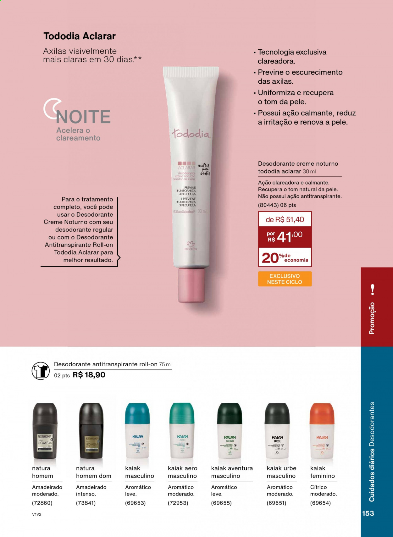 thumbnail - Folheto Natura - Produtos em promoção - desodorante, antitranspirante. Página 153.