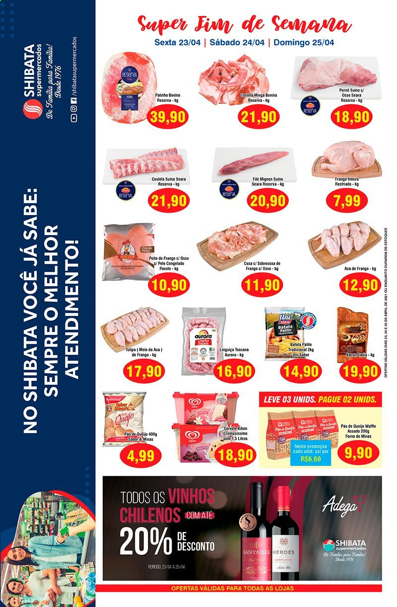 Folheto Shibata Supermercados - 23/04/2021 - 25/04/2021. Página 1