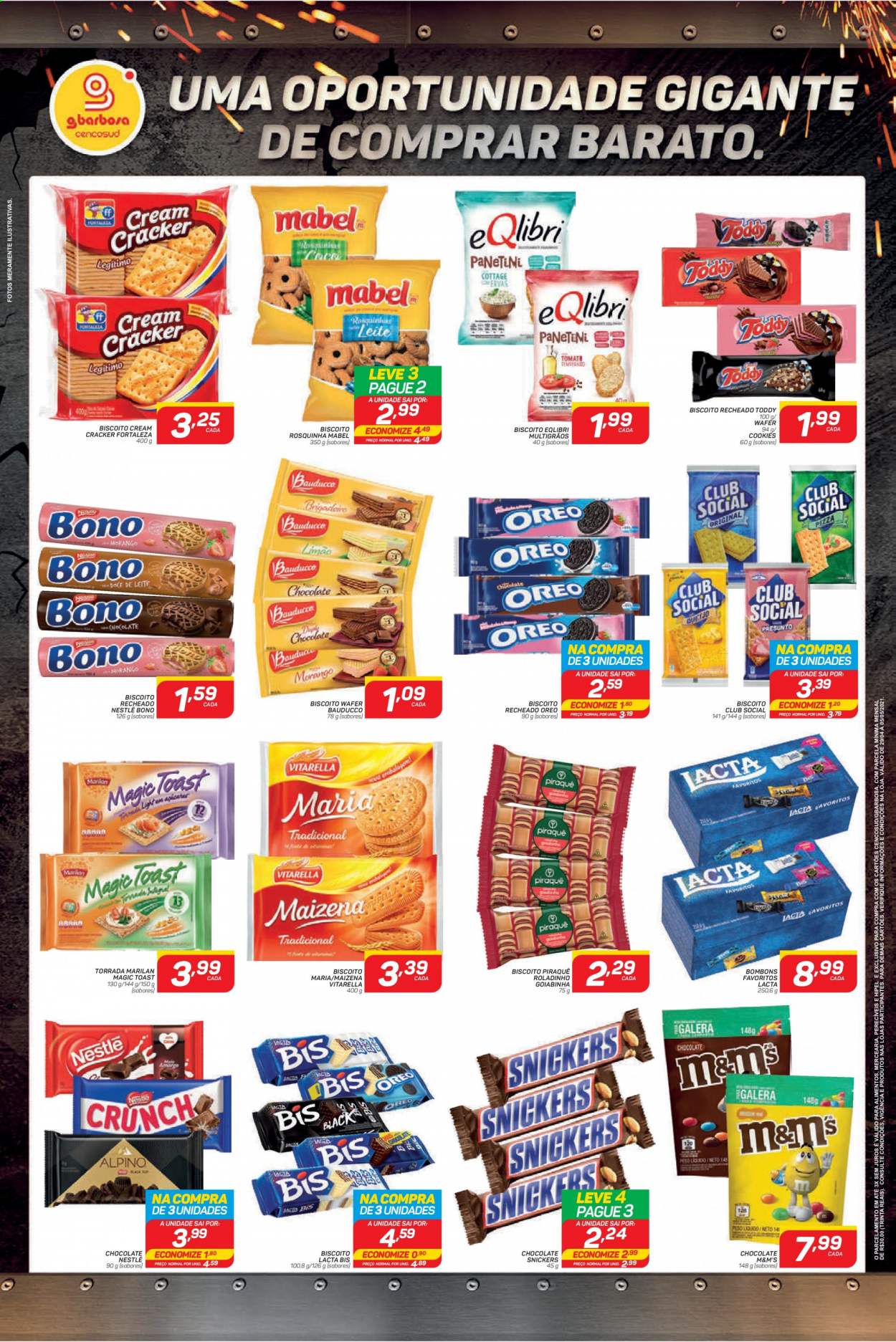 thumbnail - Folheto Gbarbosa - 29/04/2021 - 05/05/2021 - Produtos em promoção - Oreo, chocolate, biscoito, Vitarella, Snickers, Nestlé, M&M's, bombom, biscoito recheado, cracker, maizena. Página 3.