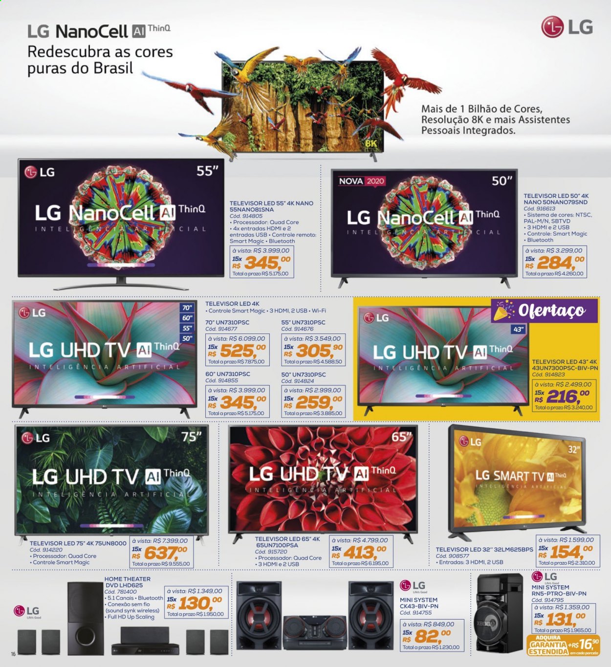 thumbnail - Folheto Lojas Colombo - 01/05/2021 - 31/05/2021 - Produtos em promoção - LG, home theater, mini system. Página 16.