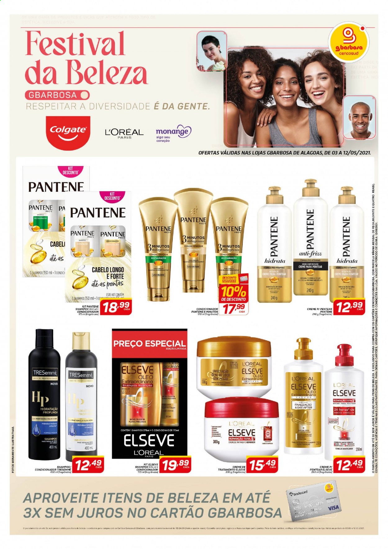 thumbnail - Folheto Gbarbosa - 03/05/2021 - 12/05/2021 - Produtos em promoção - pera, óleo de coco, shampoo, L’Oréal, Colgate, condicionador, Pantene, Elseve. Página 1.