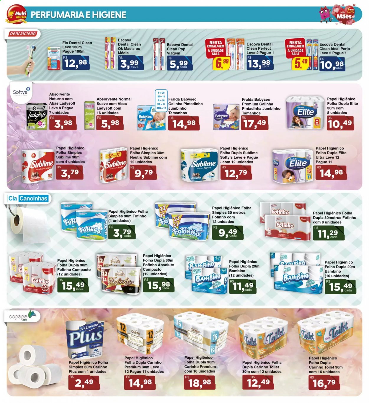 thumbnail - Folheto Rede Multi Market - 05/05/2021 - 18/05/2021 - Produtos em promoção - fraldas, papel higiénico, fio dental, escova, escova dental, pensos higiénicos. Página 14.