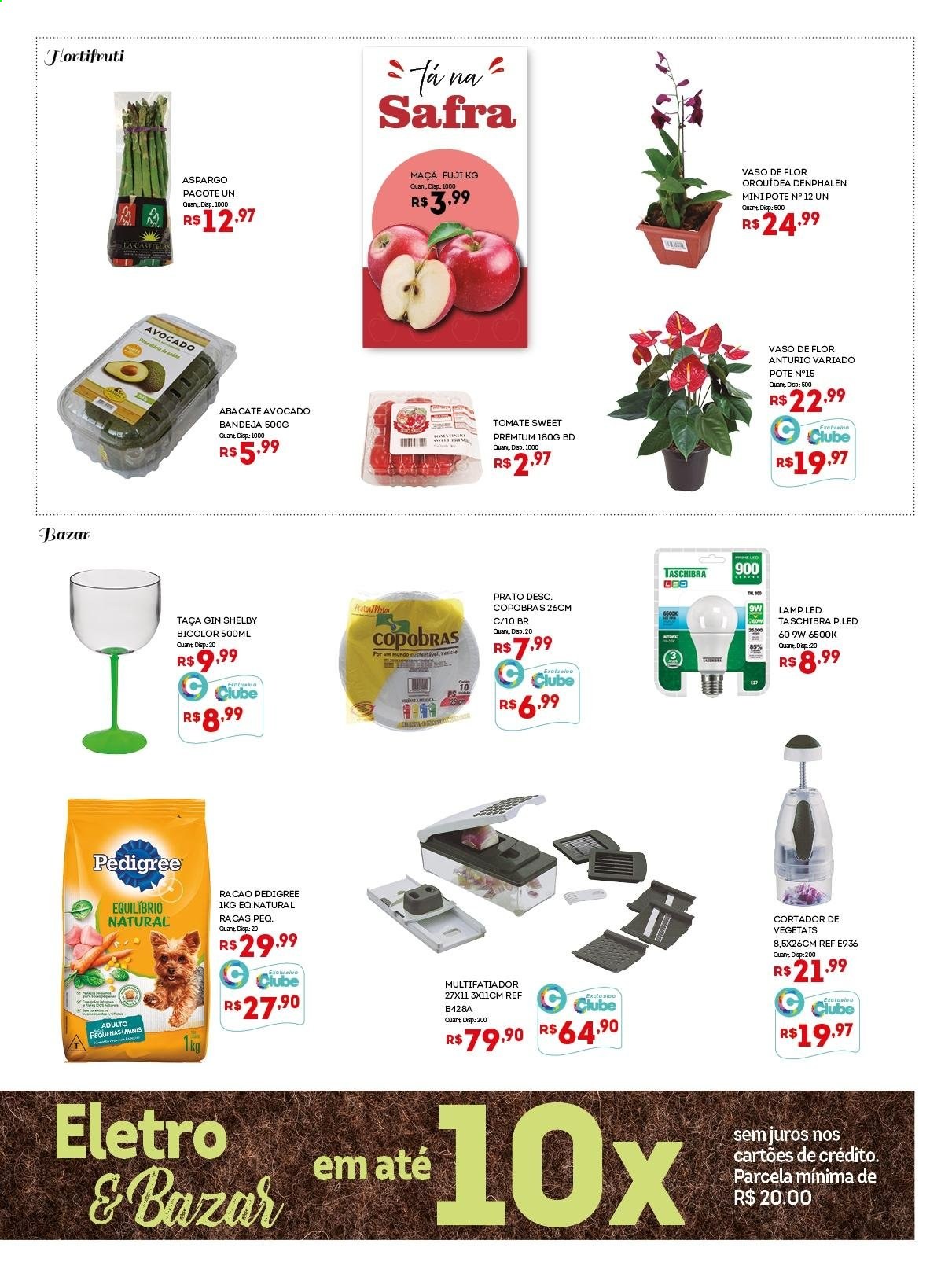thumbnail - Folheto Bistek Supermercados - 12/05/2021 - 25/05/2021 - Produtos em promoção - maçã, tomate, aspargo, pato, gin, bandeja, cortador, taça, prato, Pedigree. Página 12.