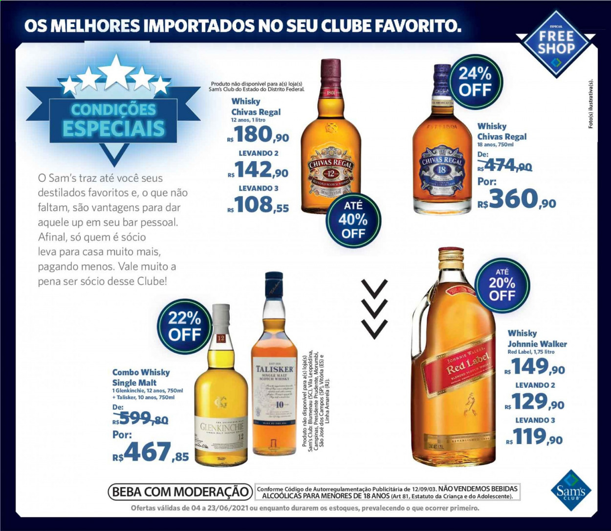 thumbnail - Folheto Sam's Club - 04/06/2021 - 23/06/2021 - Produtos em promoção - whiskey, scotch whisky, Johnnie Walker. Página 3.