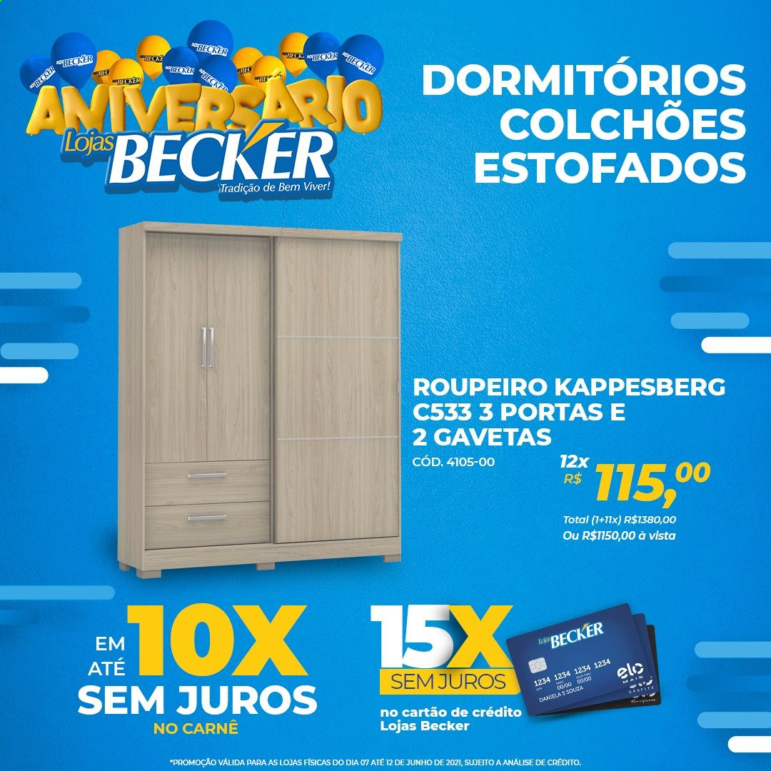 thumbnail - Folheto Lojas Becker - 07/06/2021 - 12/06/2021 - Produtos em promoção - roupeiro. Página 2.