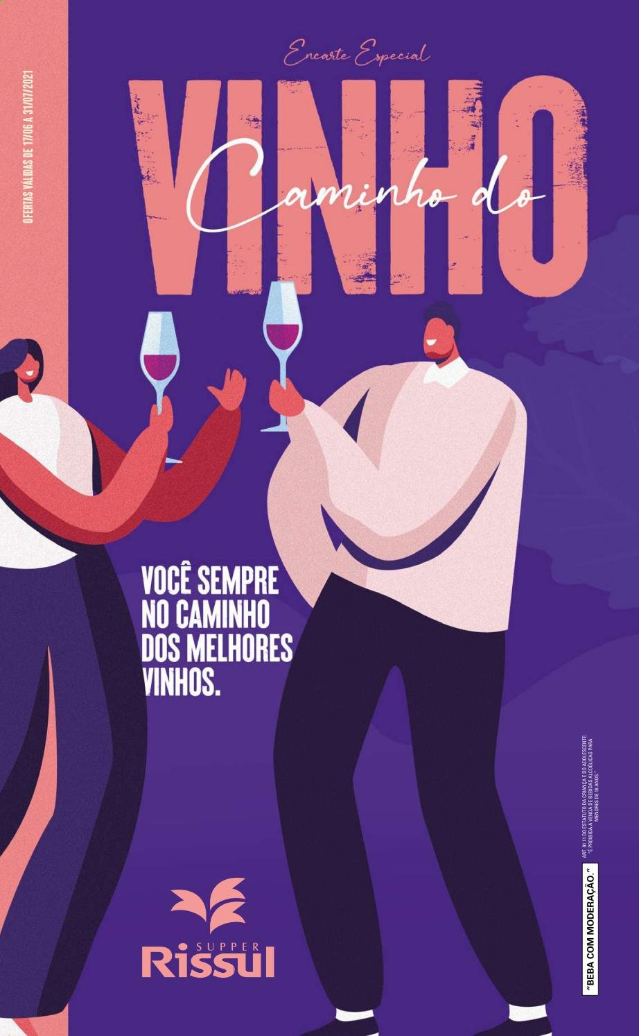 thumbnail - Folheto Supper Rissul - 17/06/2021 - 31/07/2021 - Produtos em promoção - vinho. Página 1.