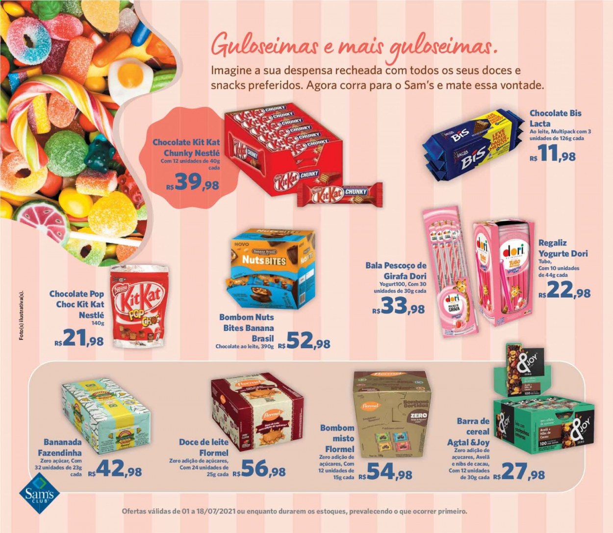 thumbnail - Folheto Sam's Club - 01/07/2021 - 18/07/2021 - Produtos em promoção - Nestlé, bombom, caramelos, doce de leite. Página 4.