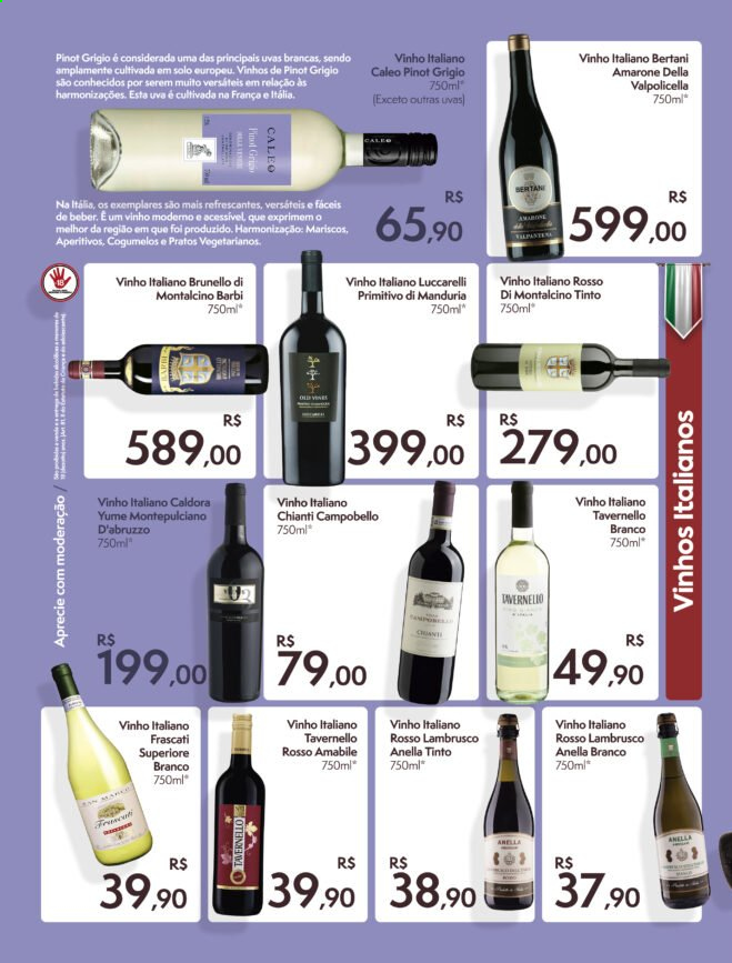thumbnail - Folheto Master Supermercados - 02/07/2021 - 28/07/2021 - Produtos em promoção - uva, cogumelo, vinho, Amarone della Valpolicella, vinho italiano, Valpolicella, lambrusco. Página 15.