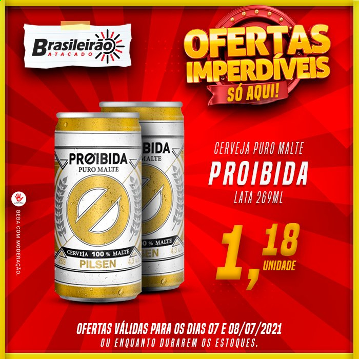 thumbnail - Folheto Brasileirão Atacado - 07/07/2021 - 08/07/2021 - Produtos em promoção - cerveja, Puro Malte. Página 1.