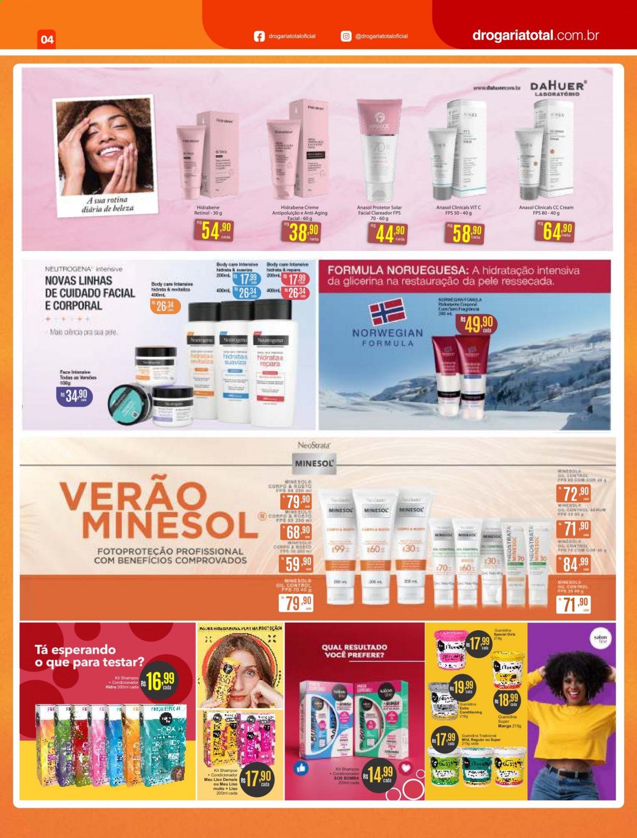 thumbnail - Folheto Drogaria Total - 01/07/2021 - 31/08/2021 - Produtos em promoção - shampoo, Neutrogena, condicionador, creme solar. Página 4.