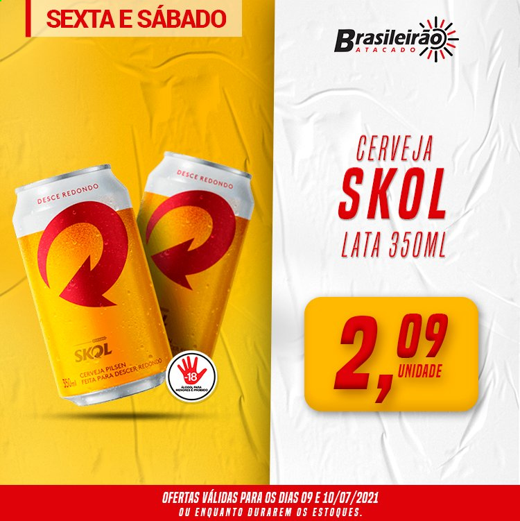 thumbnail - Folheto Brasileirão Atacado - 09/07/2021 - 10/07/2021 - Produtos em promoção - Skol, cerveja. Página 1.