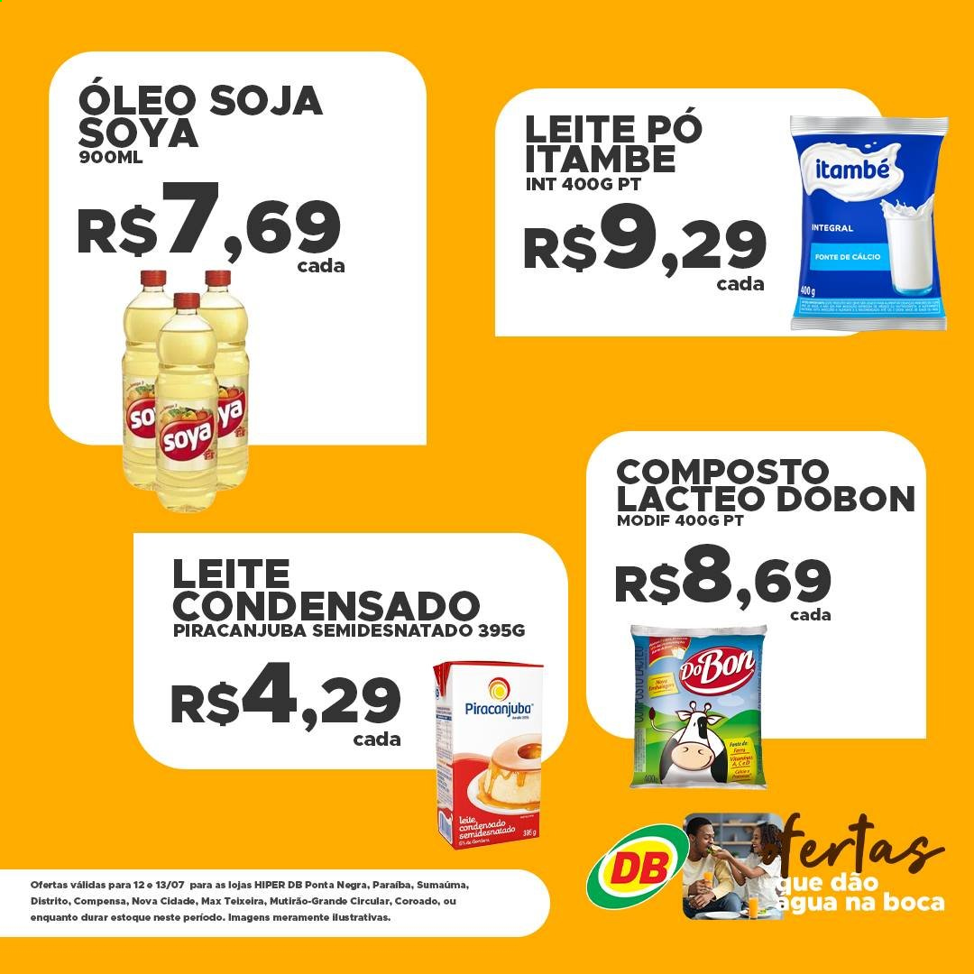 thumbnail - Folheto DB Supermercados - 12/07/2021 - 13/07/2021 - Produtos em promoção - Piracanjuba, leite condensado, soja, patatas, água. Página 1.