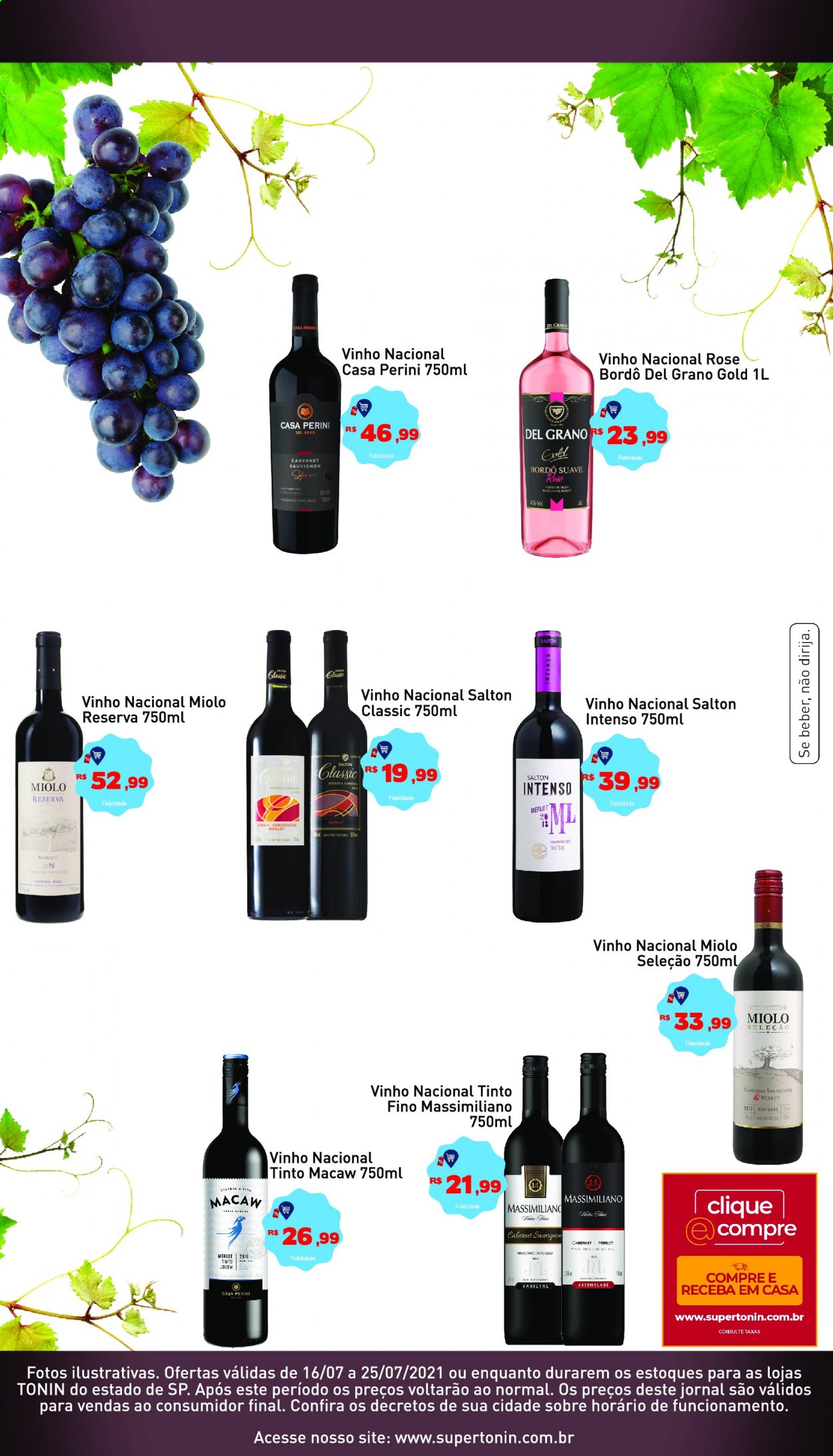 thumbnail - Folheto Tonin - 16/07/2021 - 25/07/2021 - Produtos em promoção - vinho, syrah, merlot, cabernet, cabernet sauvignon, Salton. Página 2.