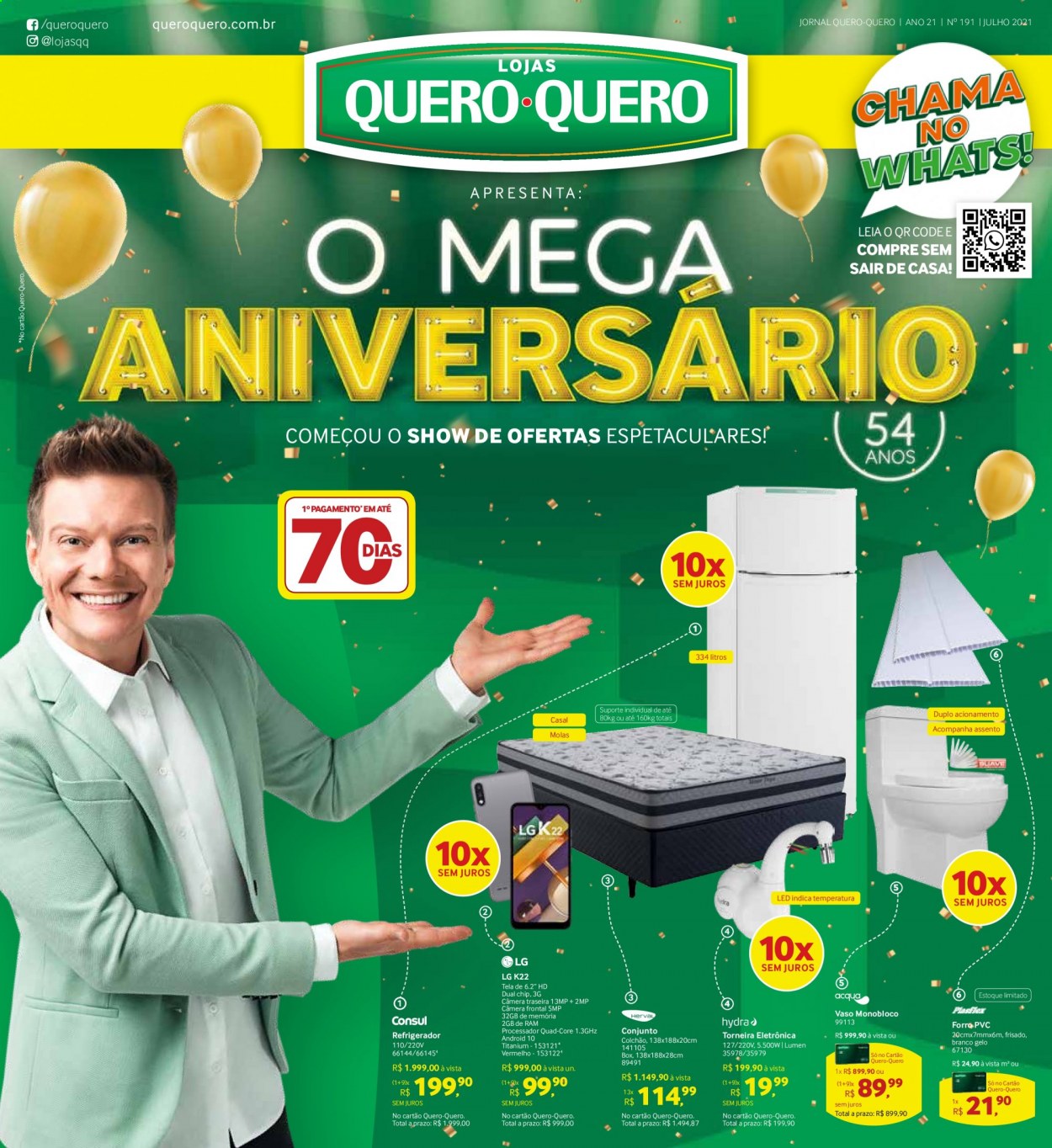 thumbnail - Folheto Quero Quero - 20/07/2021 - 31/07/2021 - Produtos em promoção - torneira, LG, refrigerador, colchão. Página 1.