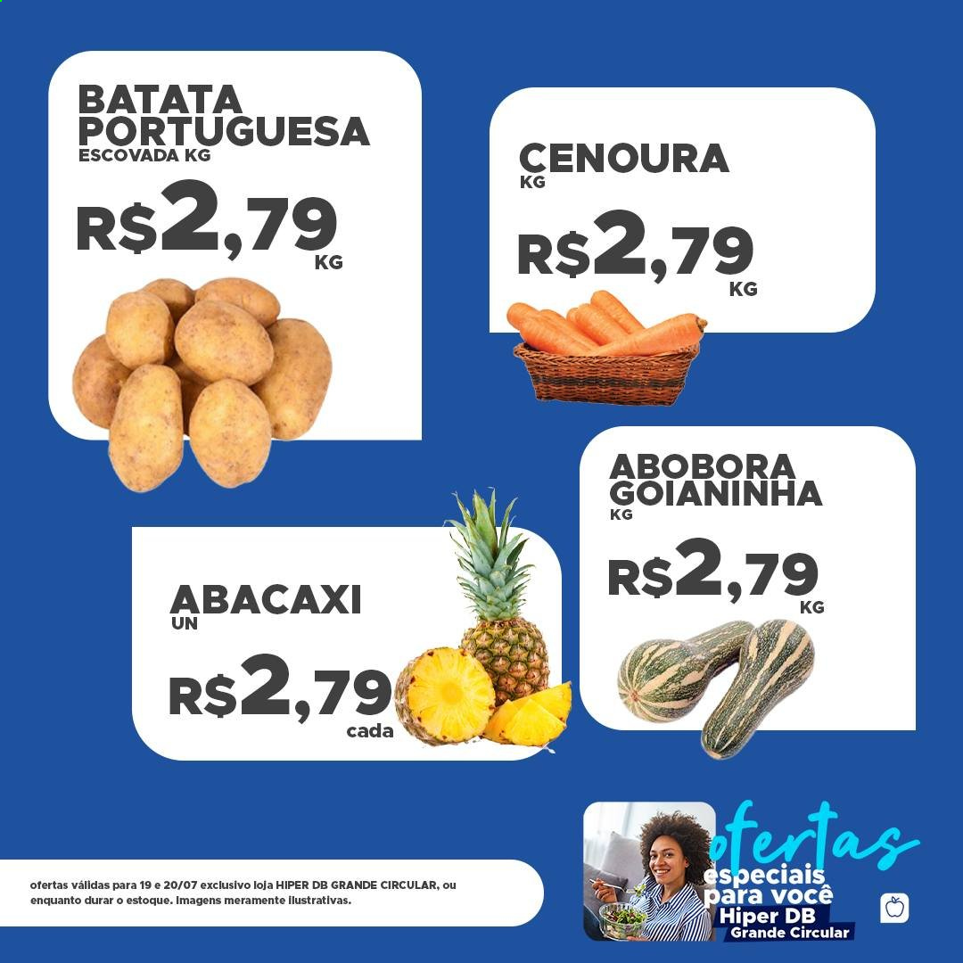 thumbnail - Folheto DB Supermercados - 19/07/2021 - 20/07/2021 - Produtos em promoção - batata, cenoura. Página 1.