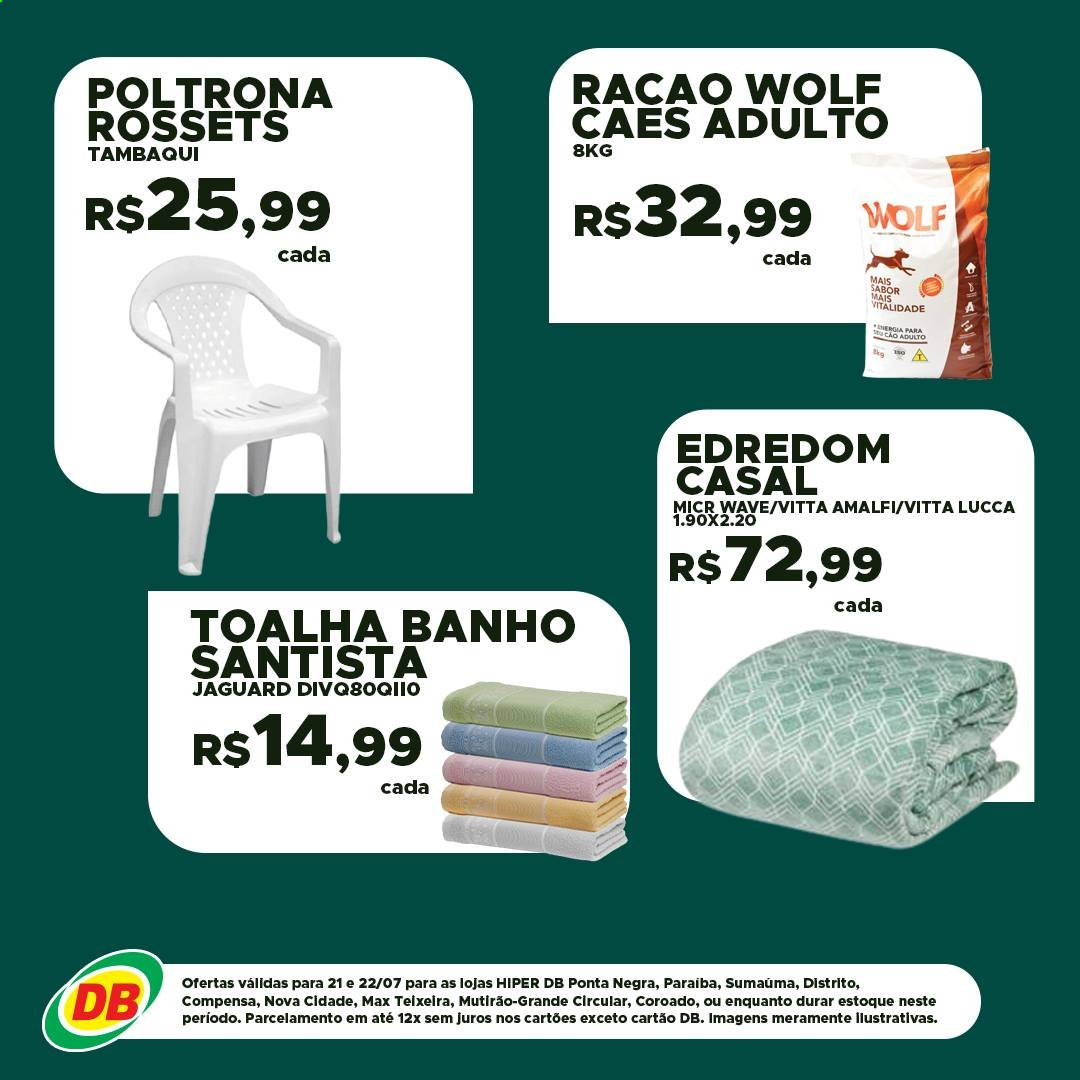 thumbnail - Folheto DB Supermercados - 21/07/2021 - 22/07/2021 - Produtos em promoção - tambaqui, edredom, toalha, ração, poltrona. Página 4.