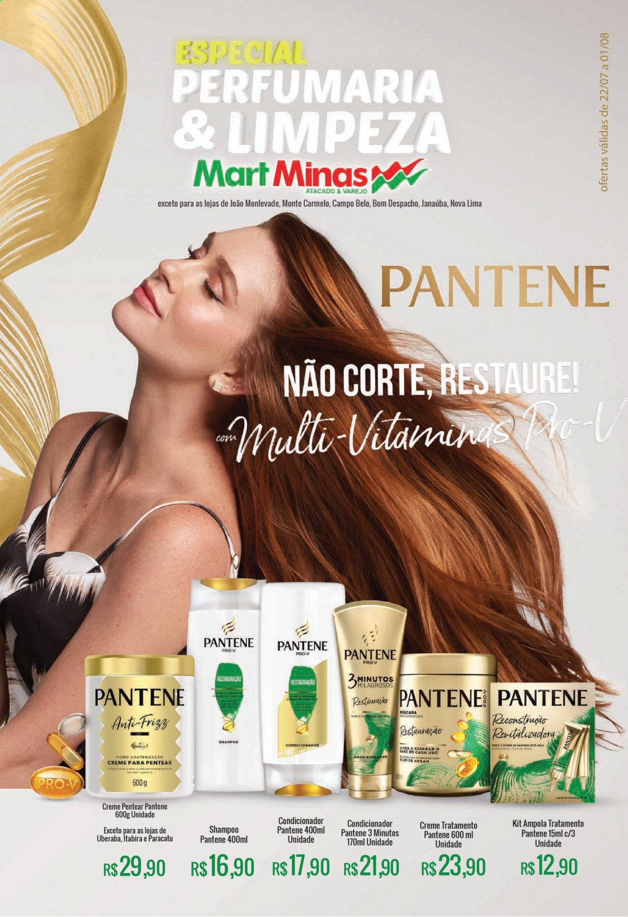thumbnail - Folheto Mart Minas - 22/07/2021 - 01/08/2021 - Produtos em promoção - lima, shampoo, condicionador, Pantene. Página 1.
