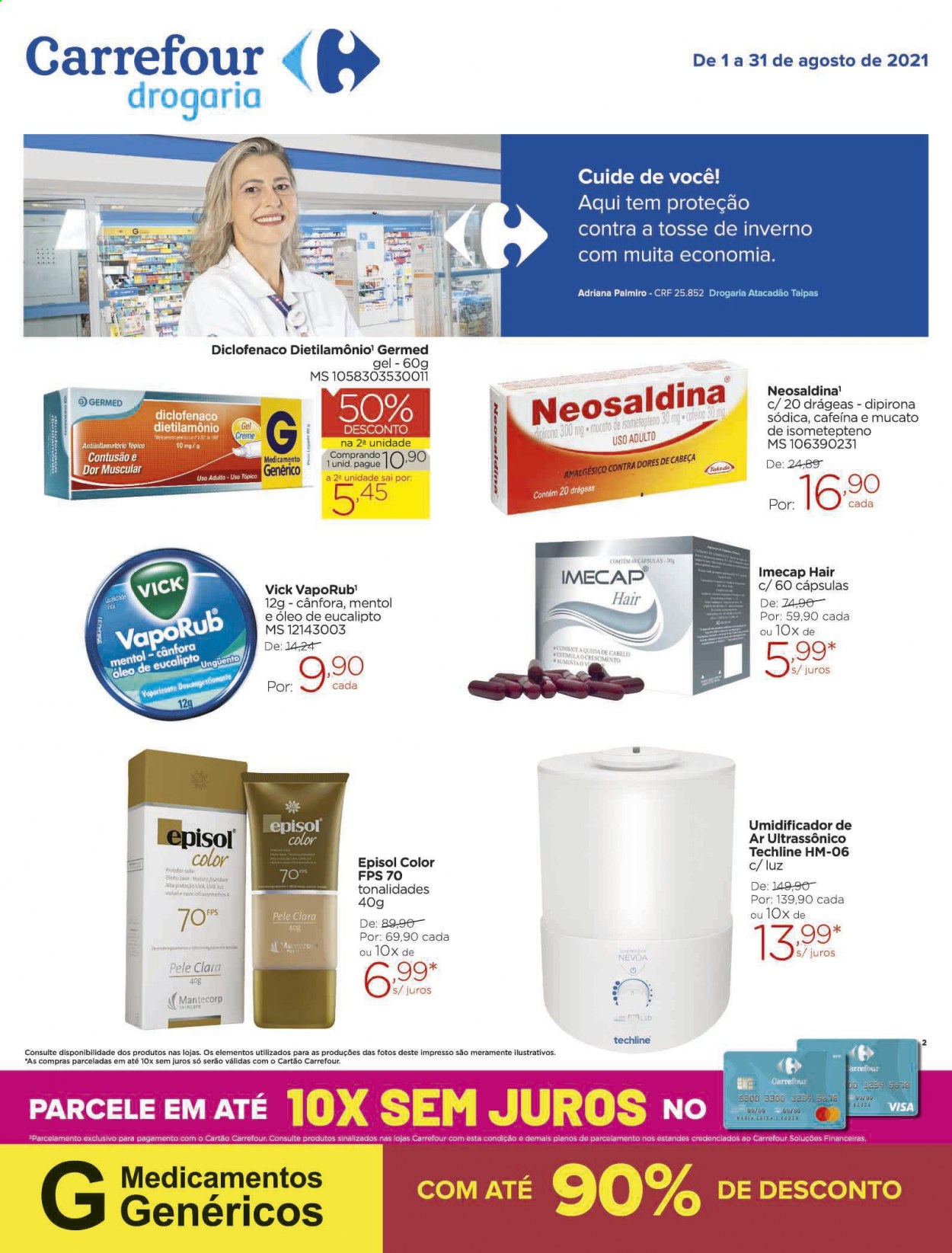 Folheto Carrefour Drogaria - 01/08/2021 - 31/08/2021. Página 1