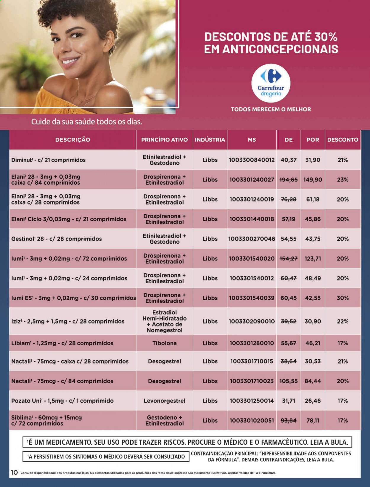 Folheto Carrefour Drogaria - 01/08/2021 - 31/08/2021. Página 10