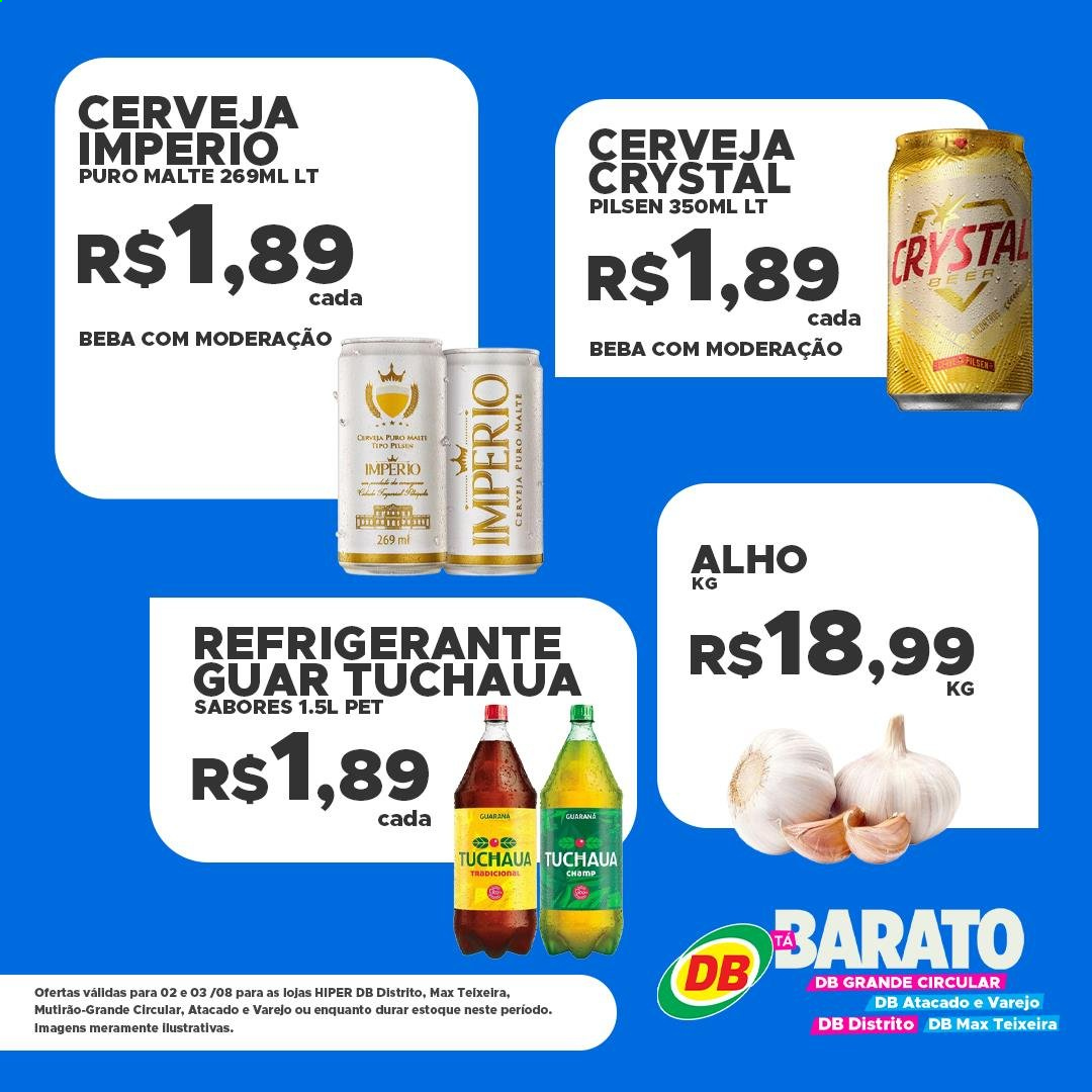 thumbnail - Folheto Hiper DB - 02/08/2021 - 03/08/2021 - Produtos em promoção - cerveja, Puro Malte, alho, refrigerante. Página 4.