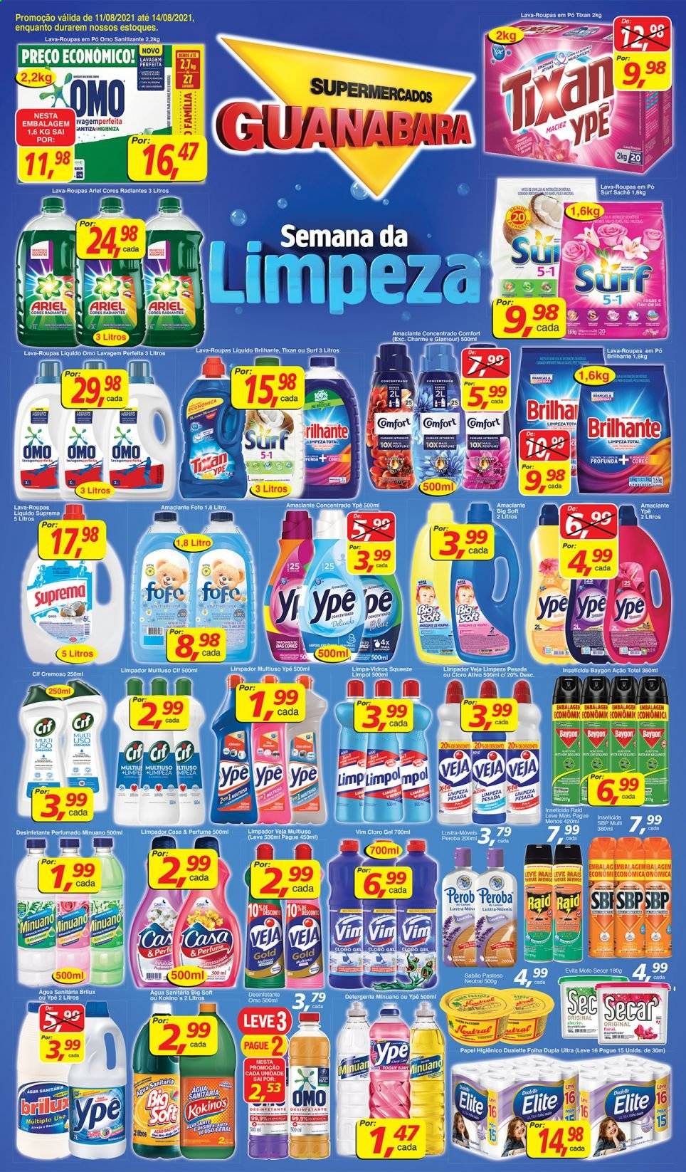 Folheto Supermercados Guanabara - 11/08/2021 - 14/08/2021. Página 1