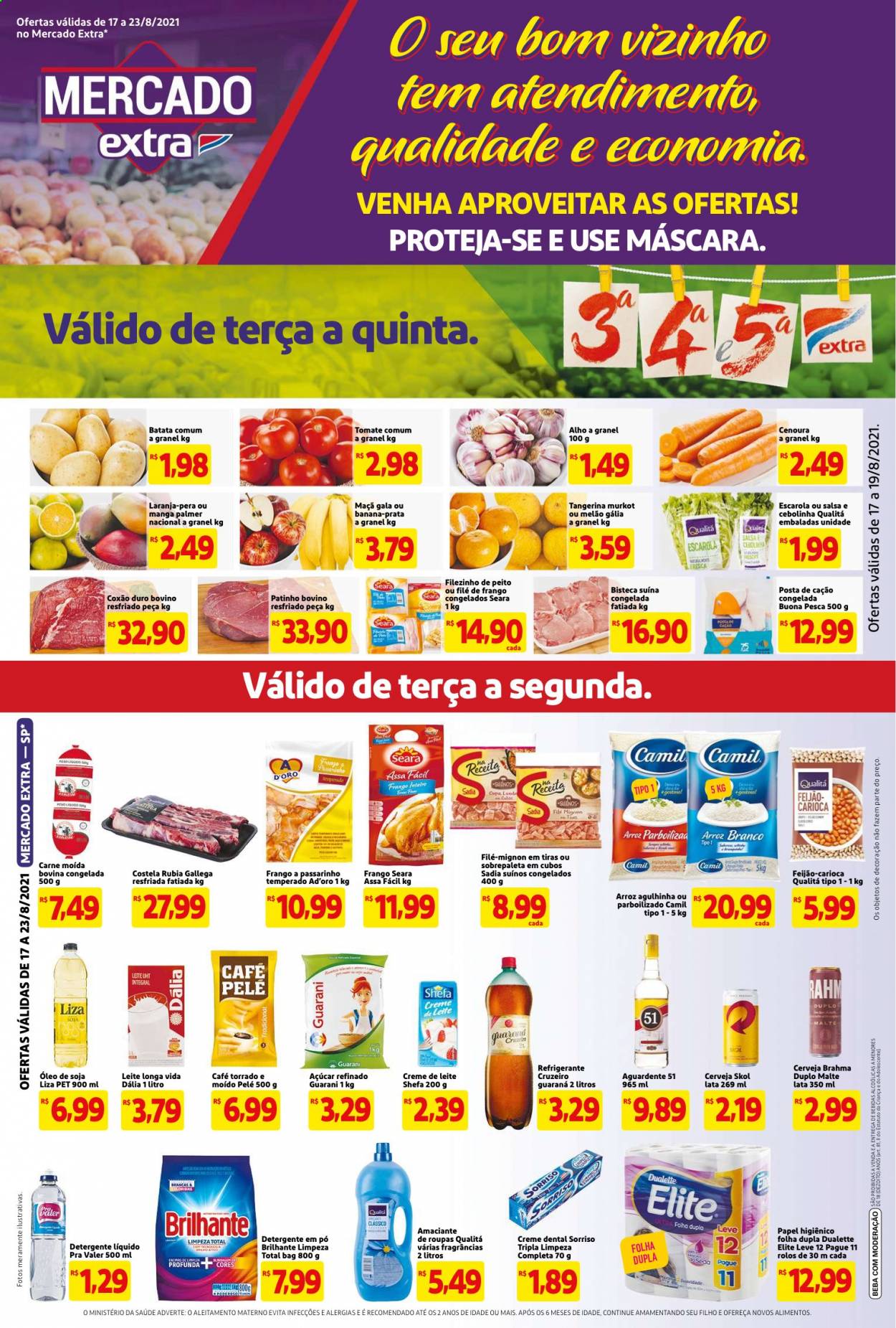 Folheto Mercado Extra - 17/08/2021 - 23/08/2021. Página 1