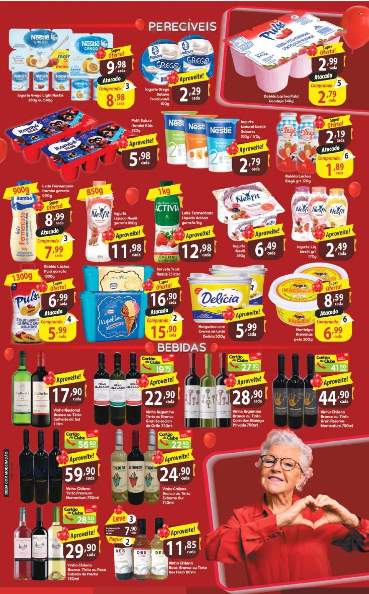 thumbnail - Folheto Princesa Supermercados - 16/09/2021 - 22/09/2021 - Produtos em promoção - Activia, leite fermentado, manteiga, margarina, sorvete, Nestlé, bebida, vinho, vinho argentino, vinho chileno, bandeja. Página 5.