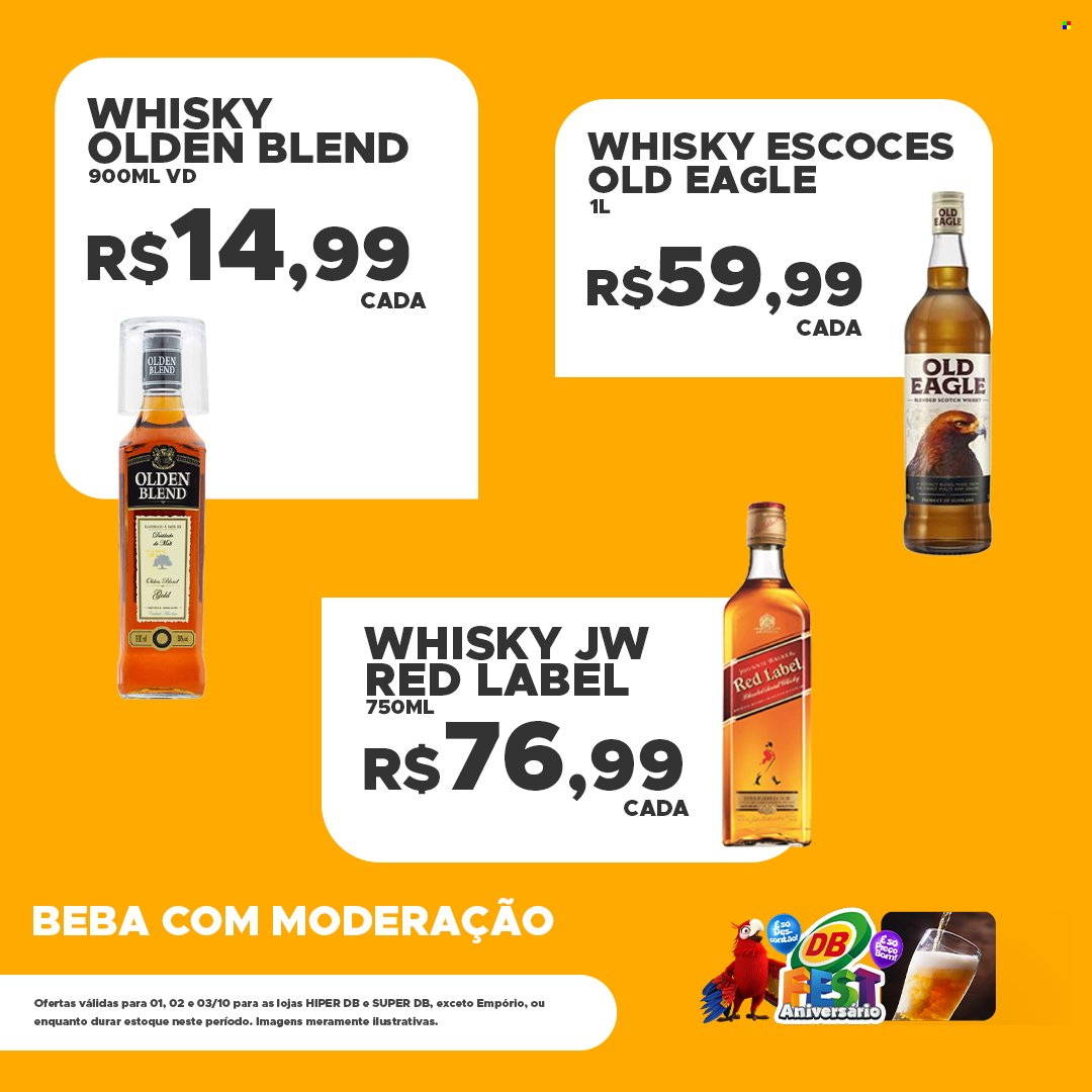thumbnail - Folheto DB Supermercados - 01/10/2021 - 03/10/2021 - Produtos em promoção - whiskey. Página 1.