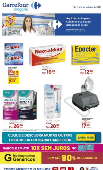 Folheto Carrefour Drogaria - 11.10.2021 - 14.10.2021.