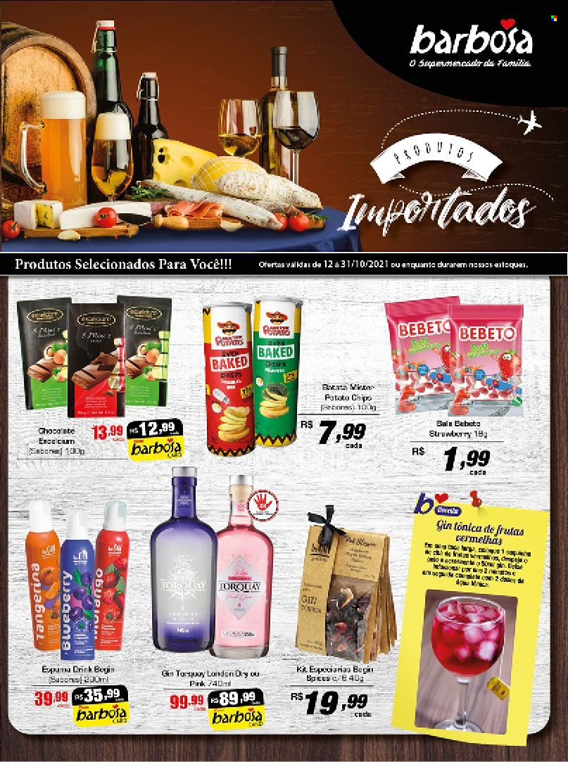 thumbnail - Folheto Barbosa Supermercados - 12/10/2021 - 31/10/2021 - Produtos em promoção - batata, chocolate, gin. Página 1.