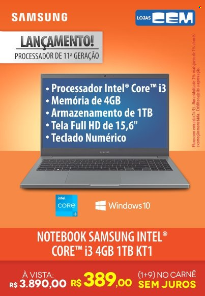 thumbnail - Folheto Lojas Cem - 25/10/2021 - 01/11/2021 - Produtos em promoção - Samsung, notebook, PC portátil. Página 1.