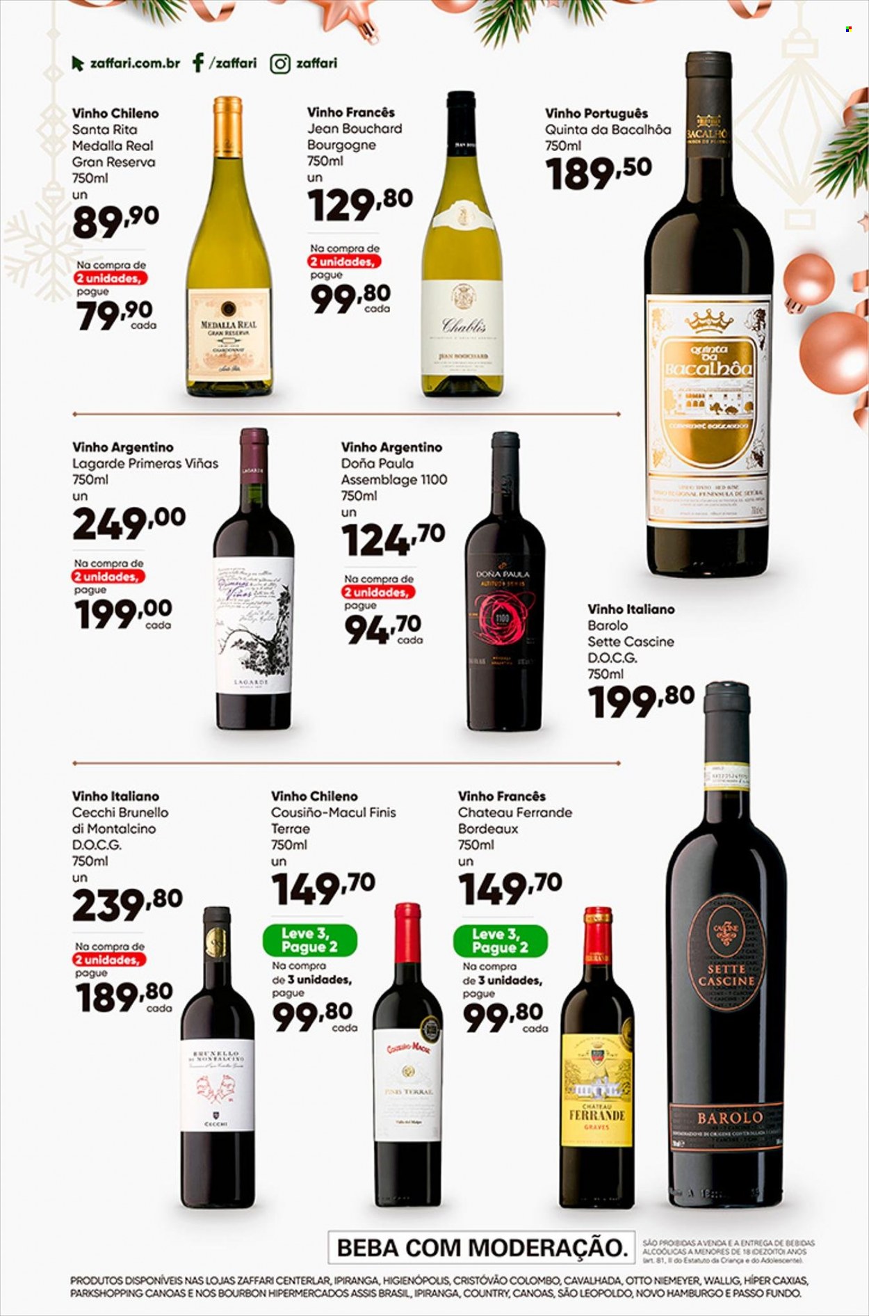 thumbnail - Folheto Záffari - 23/11/2021 - 31/12/2021 - Produtos em promoção - vinho, vinho argentino, vinho chileno, vinho italiano, vinho português, bourbon. Página 8.