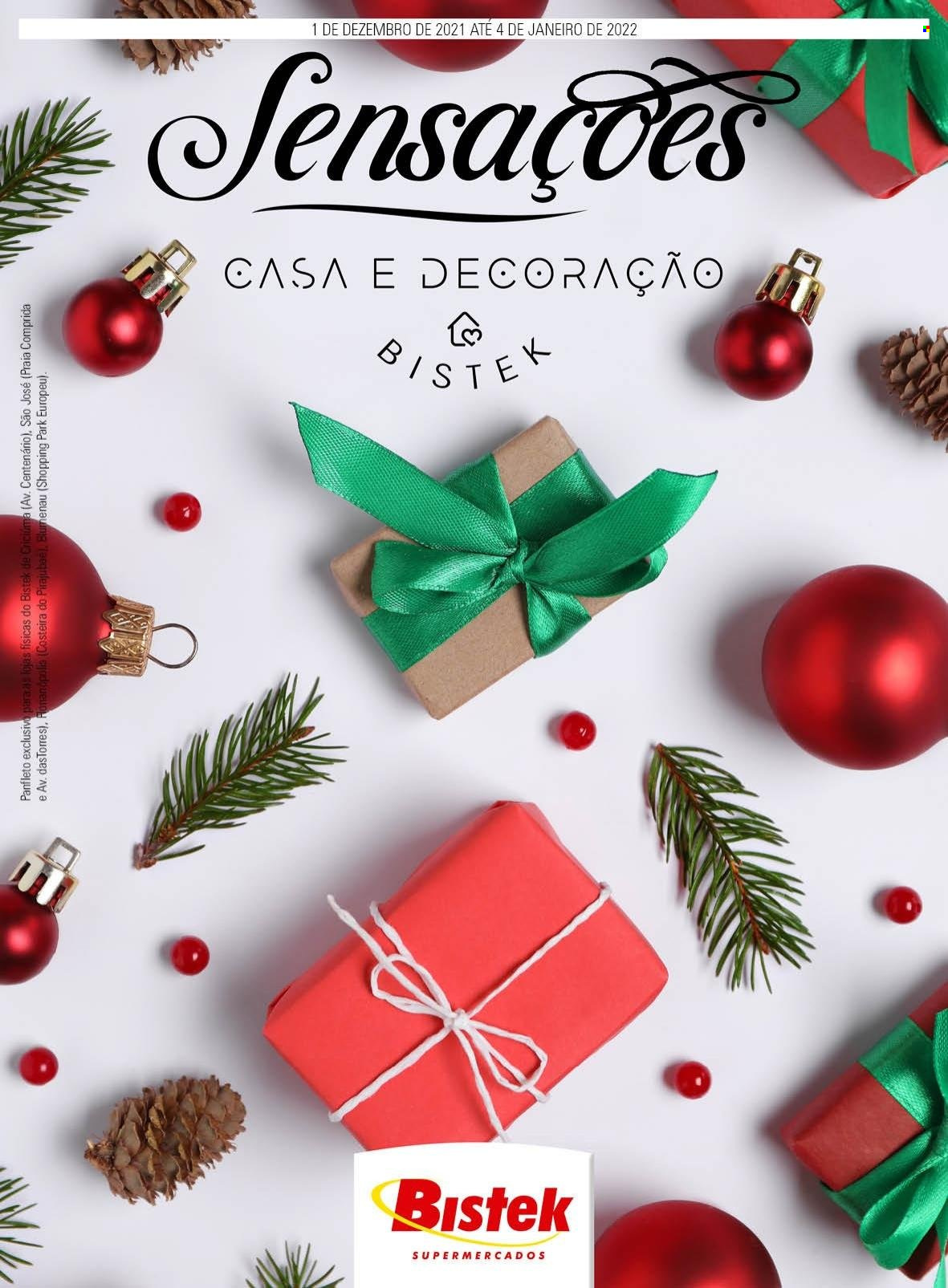 thumbnail - Folheto Bistek Supermercados - 01/12/2021 - 04/01/2022 - Produtos em promoção - decoração. Página 1.