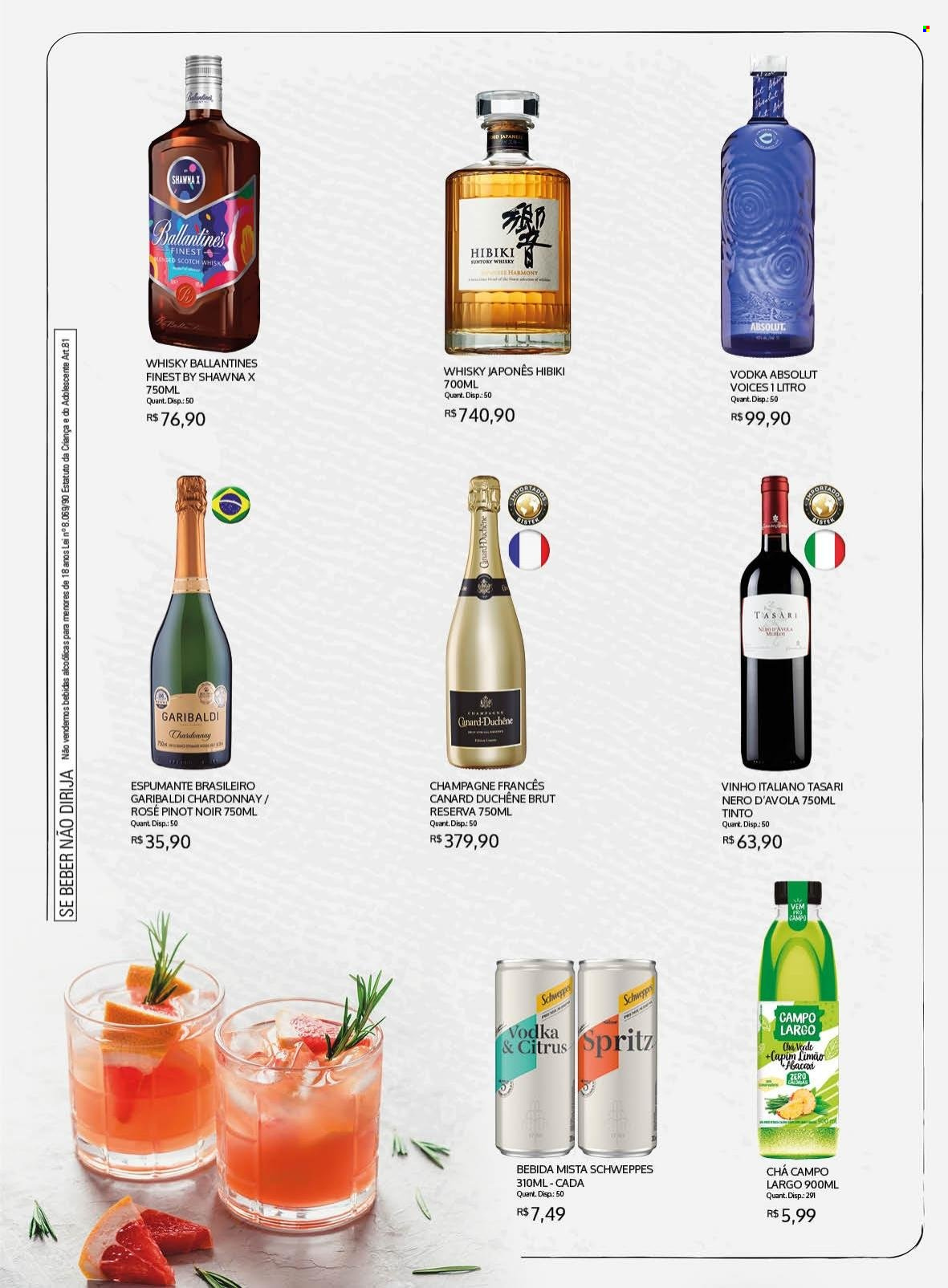 thumbnail - Folheto Bistek Supermercados - 05/01/2022 - 01/02/2022 - Produtos em promoção - Schweppes, bebida, chá, vinho, espumante, champagne, Chardonnay, vinho branco, vinho italiano, Pinot Noir, Absolut Vodka, vodka, whiskey, Ballantine's. Página 5.
