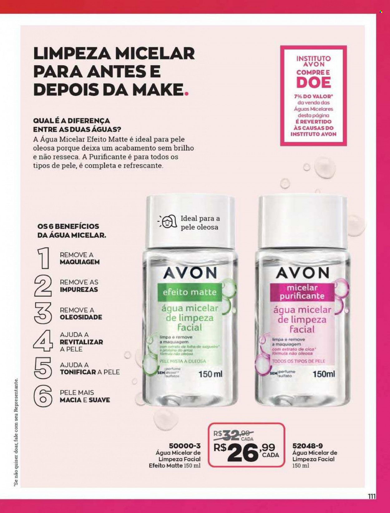 thumbnail - Folheto Avon - Produtos em promoção - Avon, água micelar, maquiagem, perfume. Página 111.