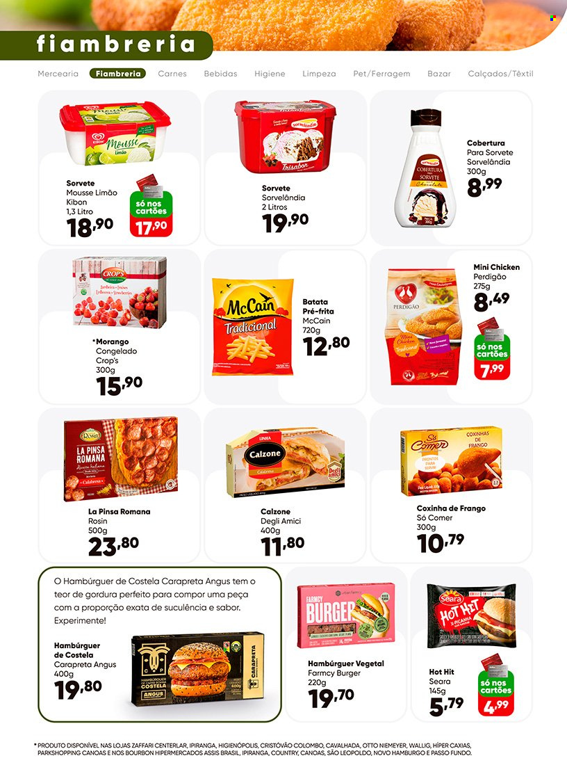 thumbnail - Folheto Záffari - 18/01/2022 - 30/01/2022 - Produtos em promoção - morango, costela, Perdigão, hamburger, sorvete, McCain, bourbon, calçados. Página 10.
