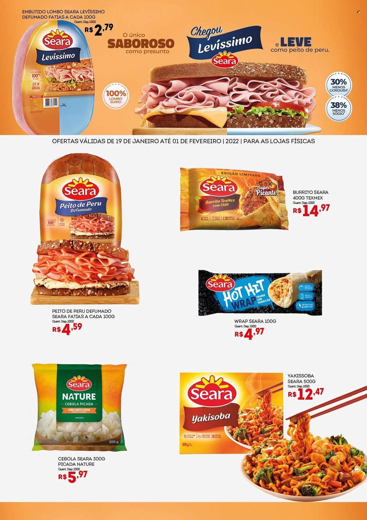 thumbnail - Folheto Bistek Supermercados - 19/01/2022 - 01/02/2022 - Produtos em promoção - cebola, lombo, peito de peru, perú, wrap, presunto. Página 2.