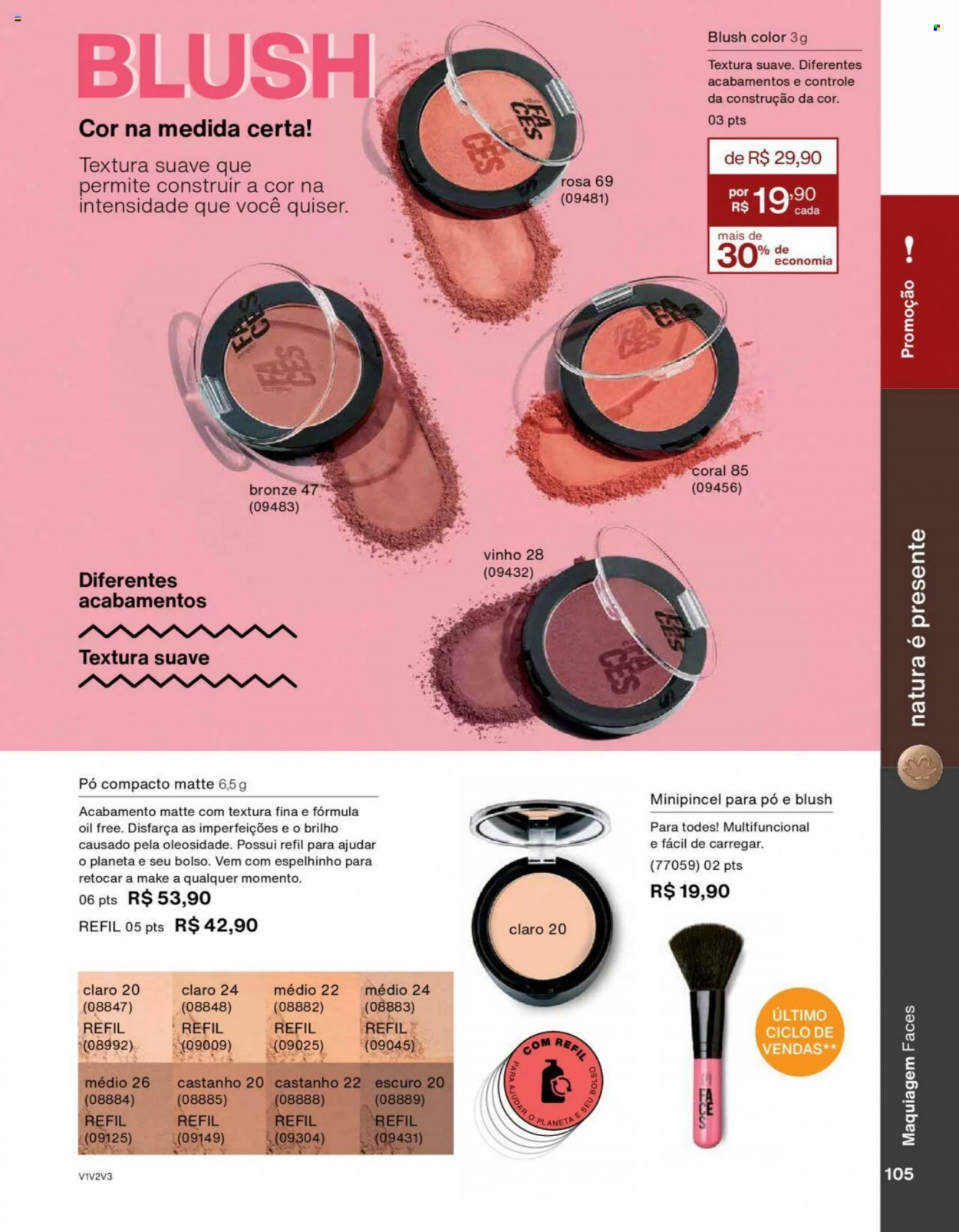 thumbnail - Folheto Natura - Produtos em promoção - pó compacto, maquiagem. Página 105.