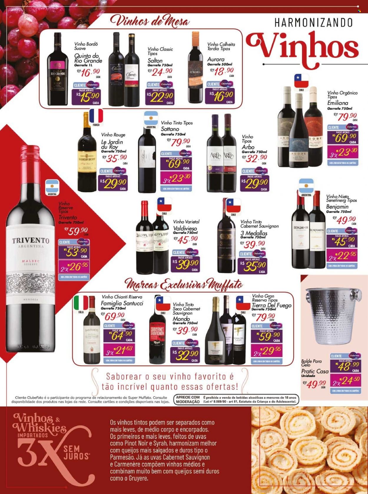 thumbnail - Folheto Super Muffato - 04/05/2022 - 04/06/2022 - Produtos em promoção - uva, pato, Aurora, vinho, vinho tinto, syrah, Pinot Noir, malbec, cabernet, cabernet sauvignon, Salton, balde, garrafa. Página 8.