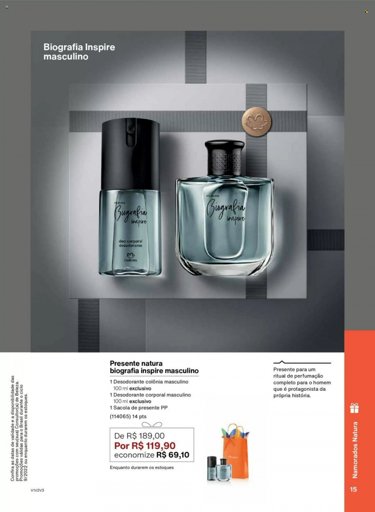 thumbnail - Folheto Natura - Produtos em promoção - desodorante, antitranspirante. Página 15.