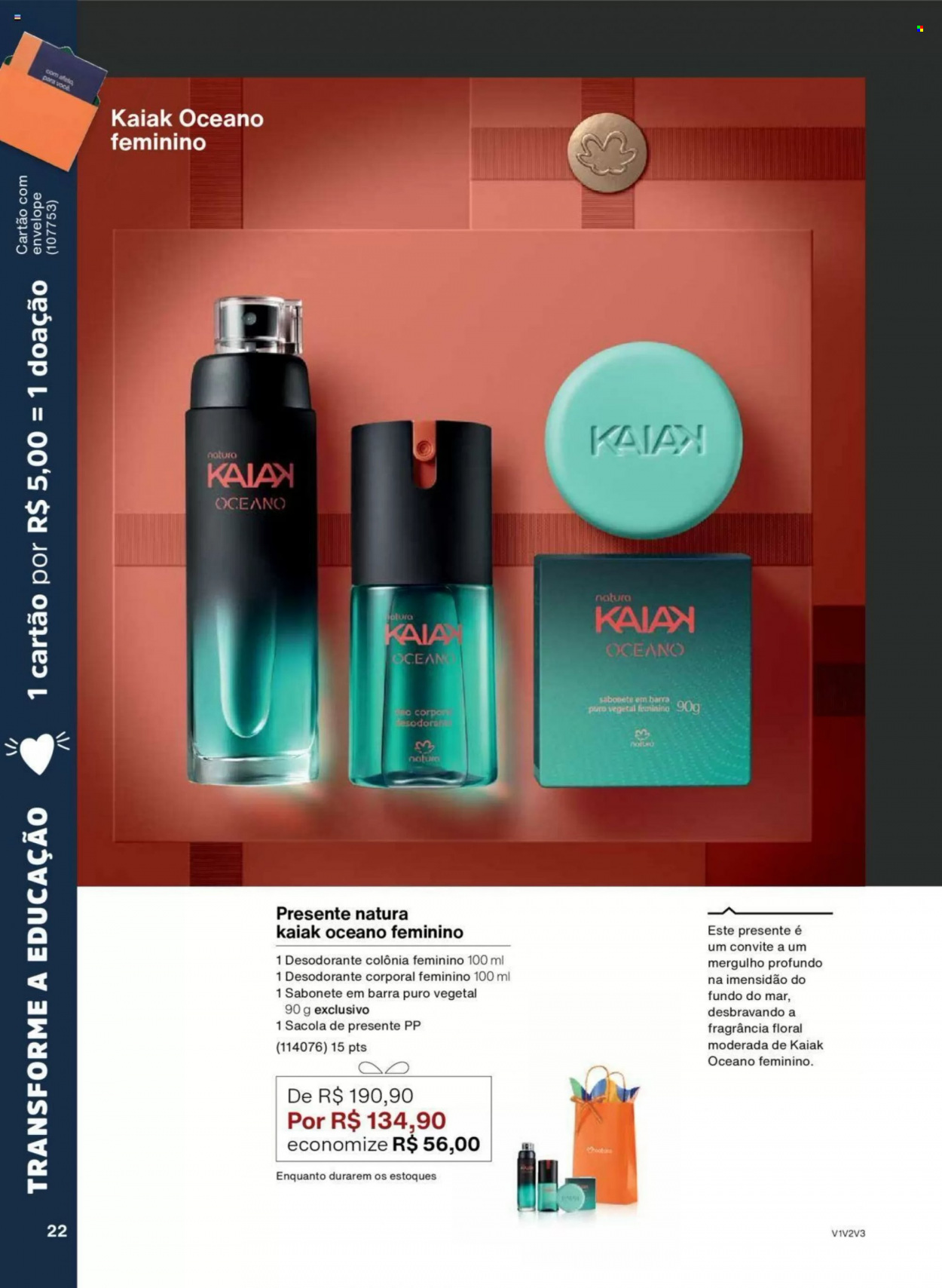 thumbnail - Folheto Natura - Produtos em promoção - sabonete, sabonete em barra, desodorante, antitranspirante. Página 22.