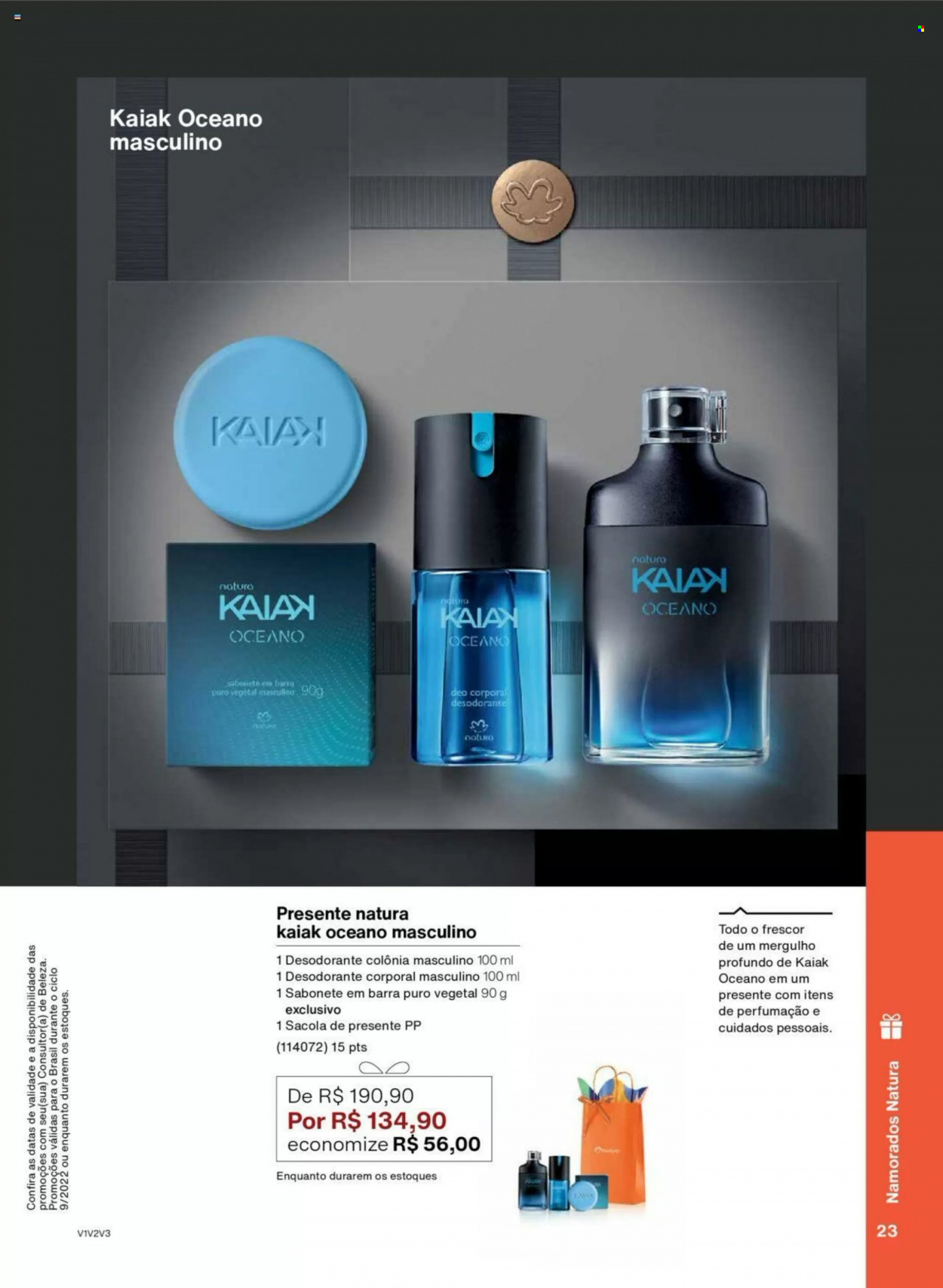 thumbnail - Folheto Natura - Produtos em promoção - sabonete, sabonete em barra, desodorante, antitranspirante. Página 23.
