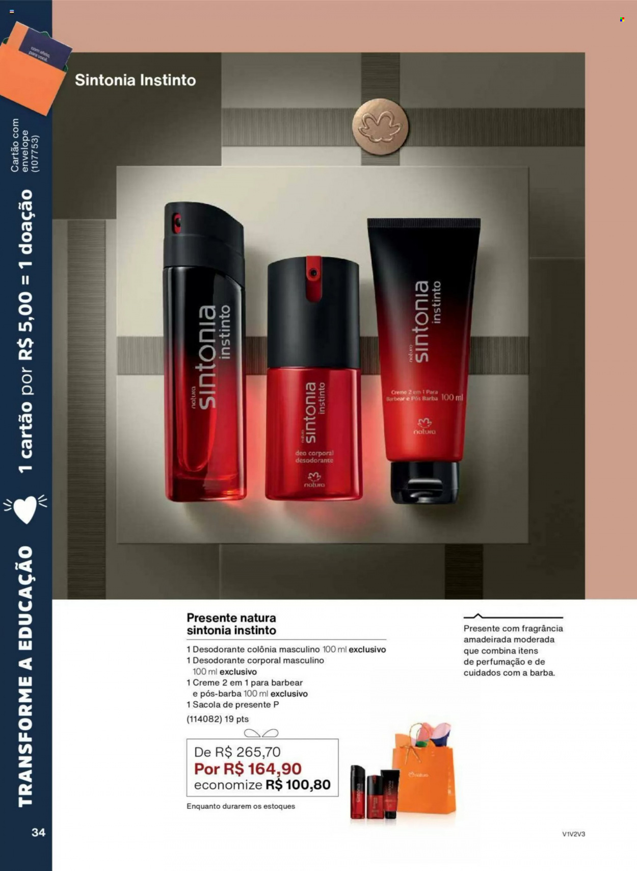 thumbnail - Folheto Natura - Produtos em promoção - desodorante, antitranspirante, creme pós barba. Página 34.