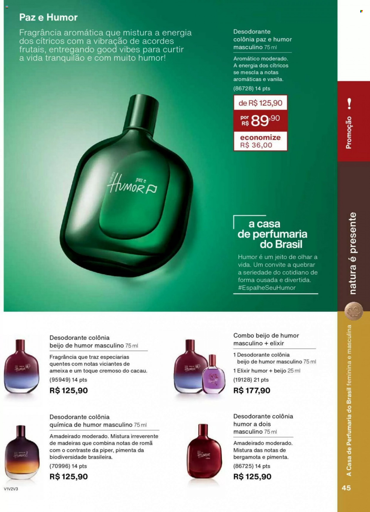 thumbnail - Folheto Natura - Produtos em promoção - desodorante, antitranspirante. Página 45.