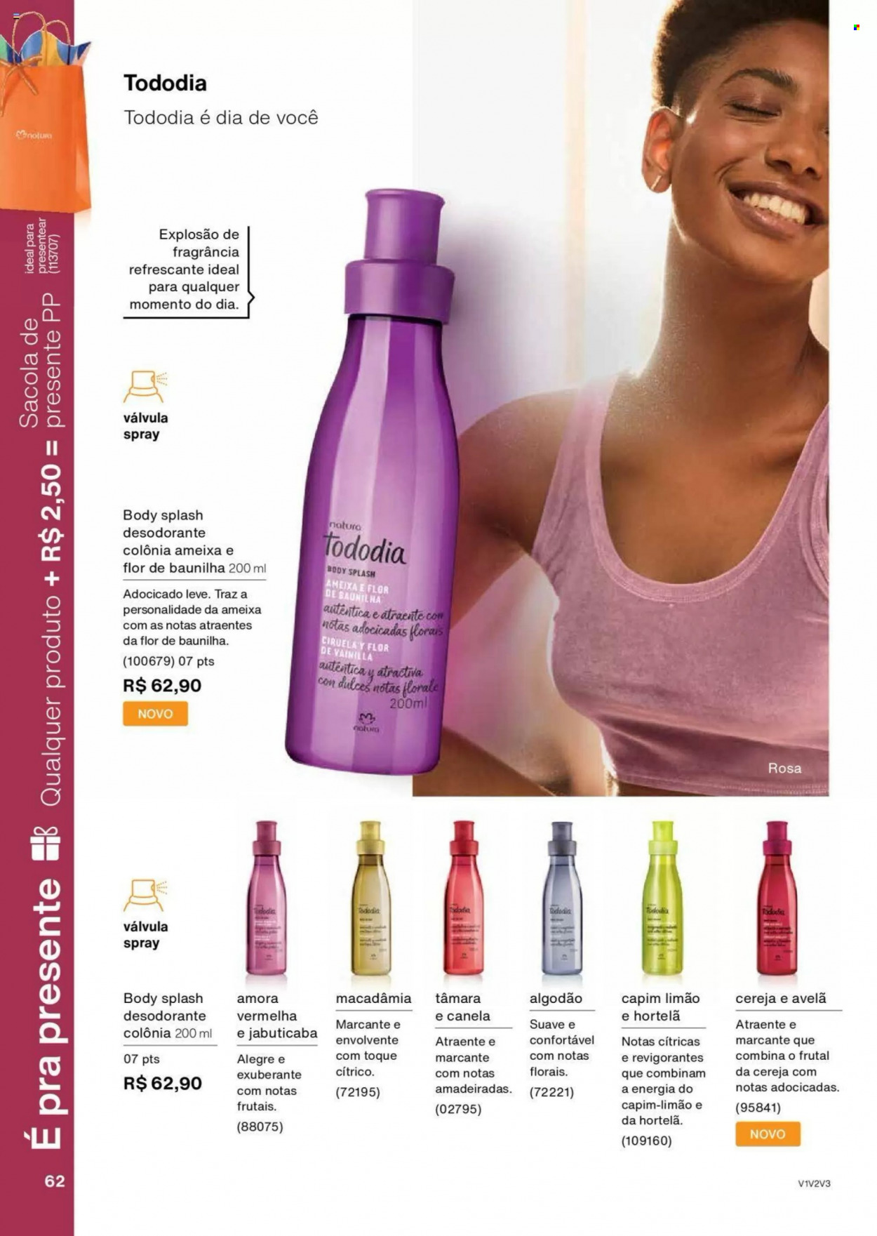 thumbnail - Folheto Natura - Produtos em promoção - desodorante, antitranspirante. Página 62.