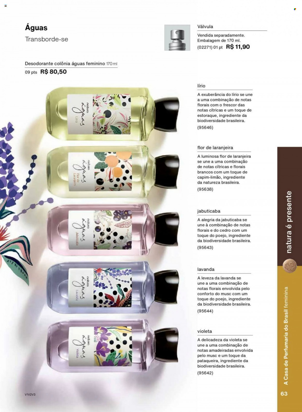 thumbnail - Folheto Natura - Produtos em promoção - desodorante, antitranspirante. Página 63.