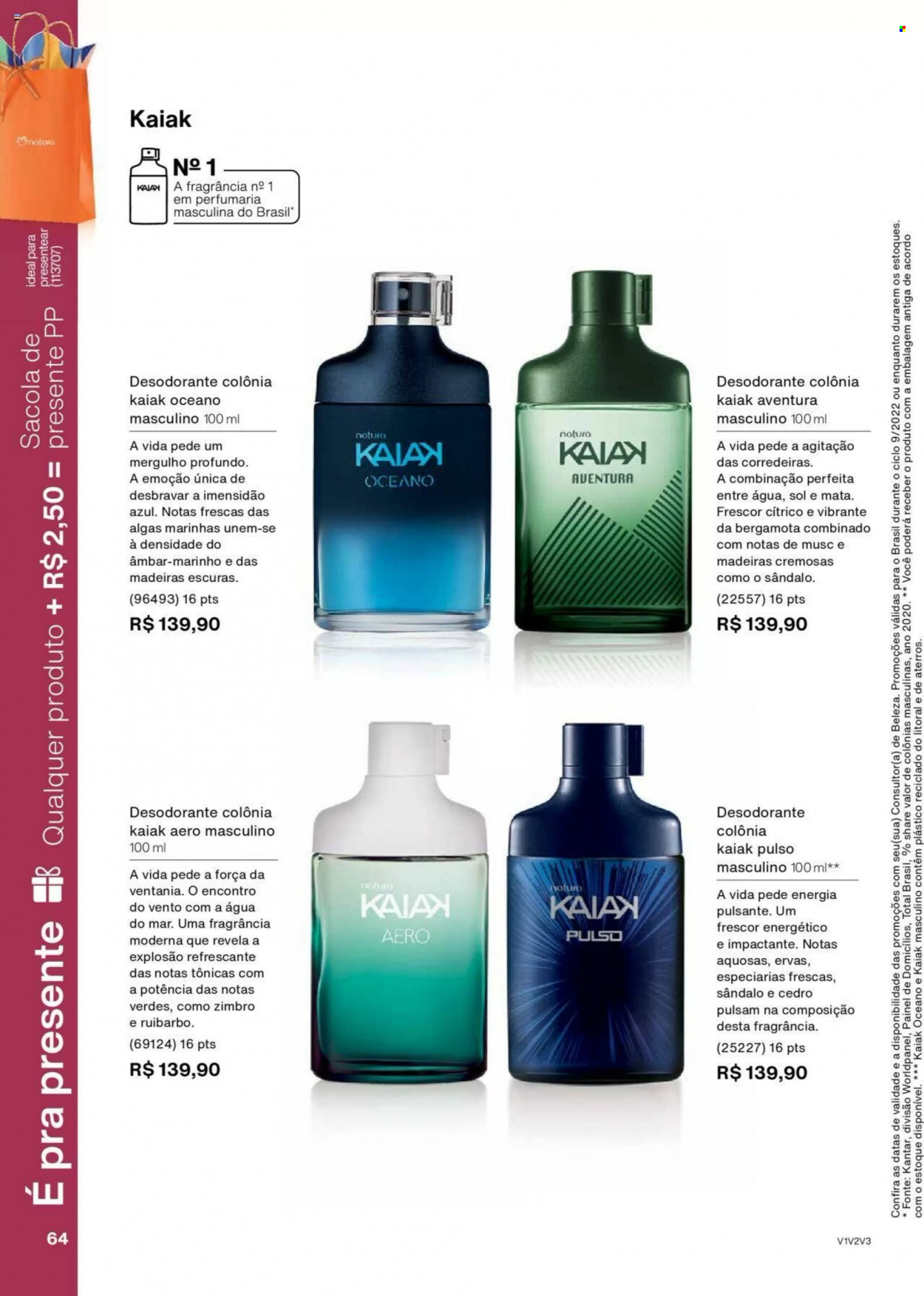 thumbnail - Folheto Natura - Produtos em promoção - desodorante, antitranspirante. Página 64.