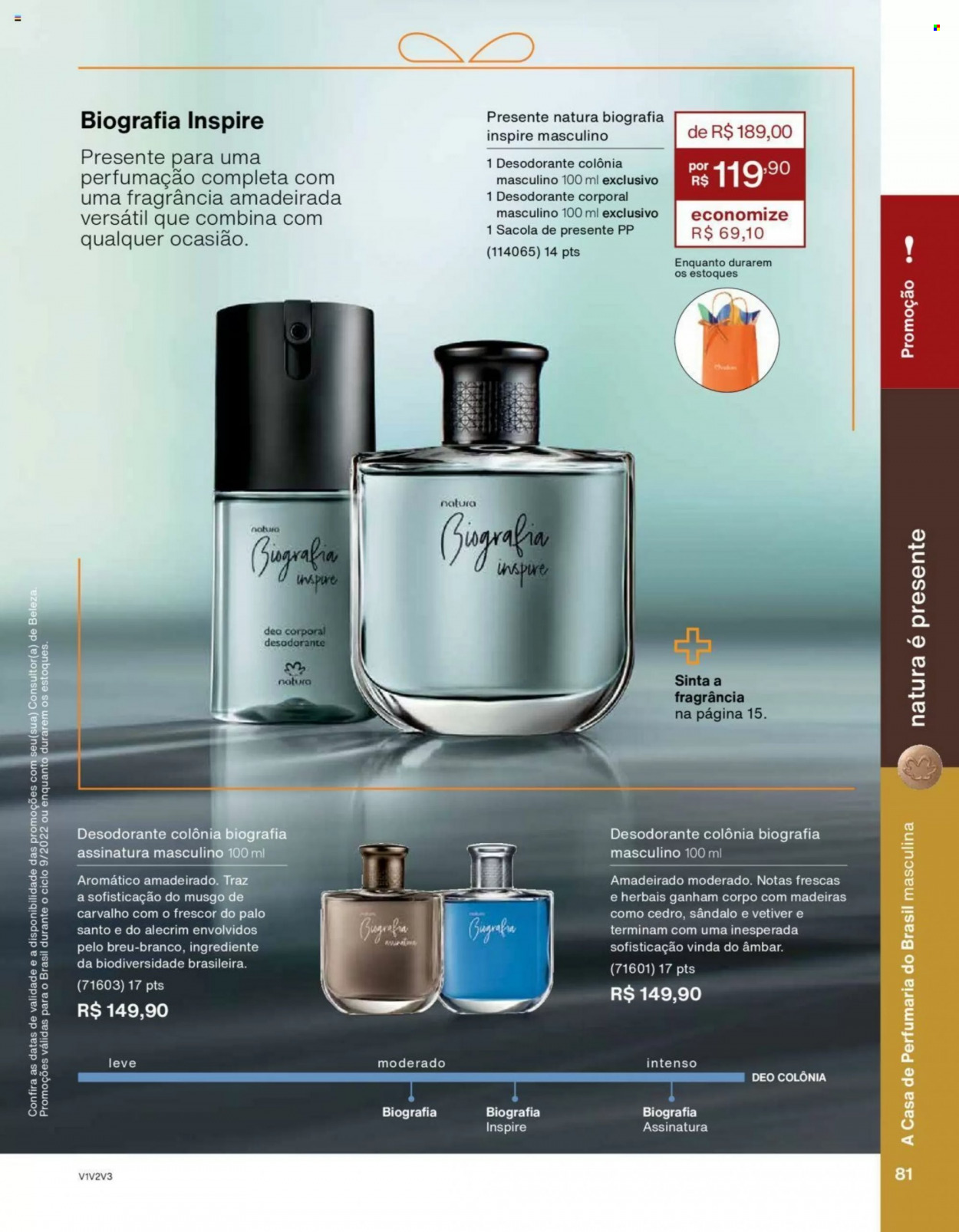 thumbnail - Folheto Natura - Produtos em promoção - desodorante, antitranspirante, água de colonia. Página 81.